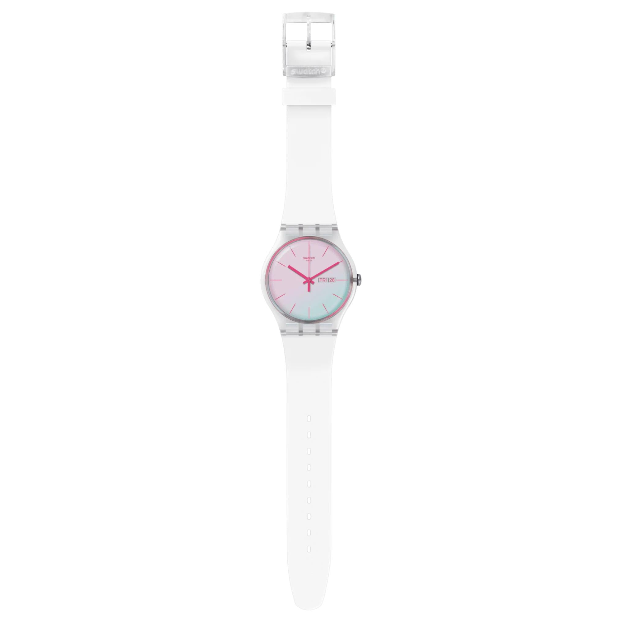Swatch Polawhite Quartz White Dial White Silicone Strap Unisex Watch SO29K704-S14