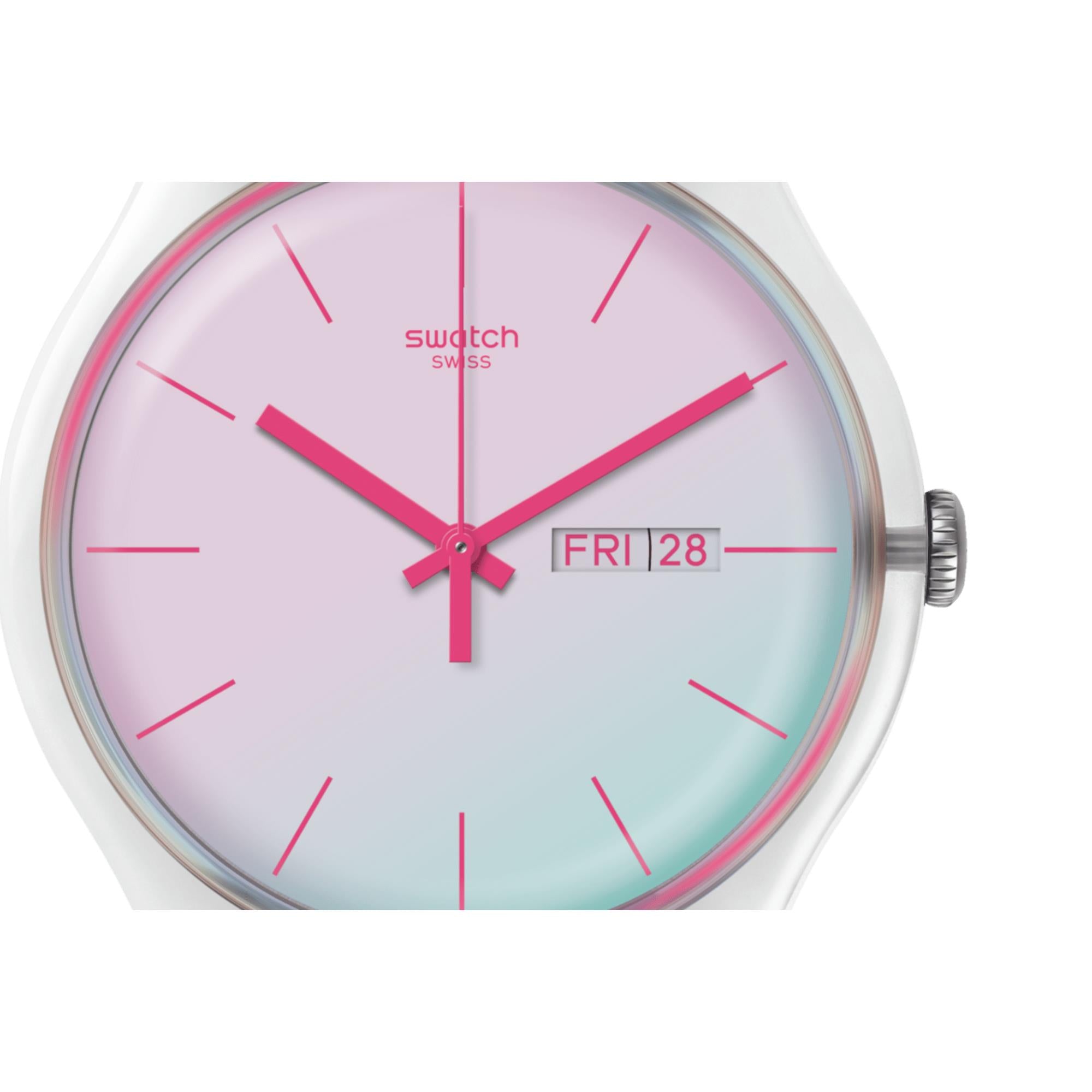 Swatch Polawhite Quartz White Dial White Silicone Strap Unisex Watch SO29K704-S14