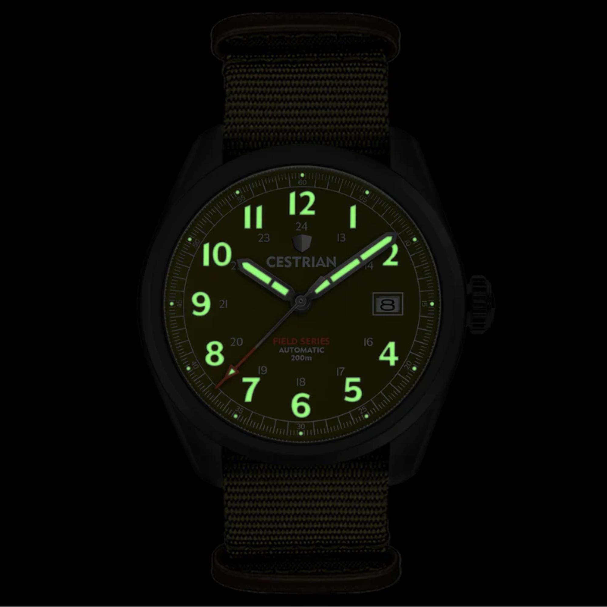 Cestrian Field Series Automatic Green Dial Green NATO Strap Men’s Watch CF321N5660