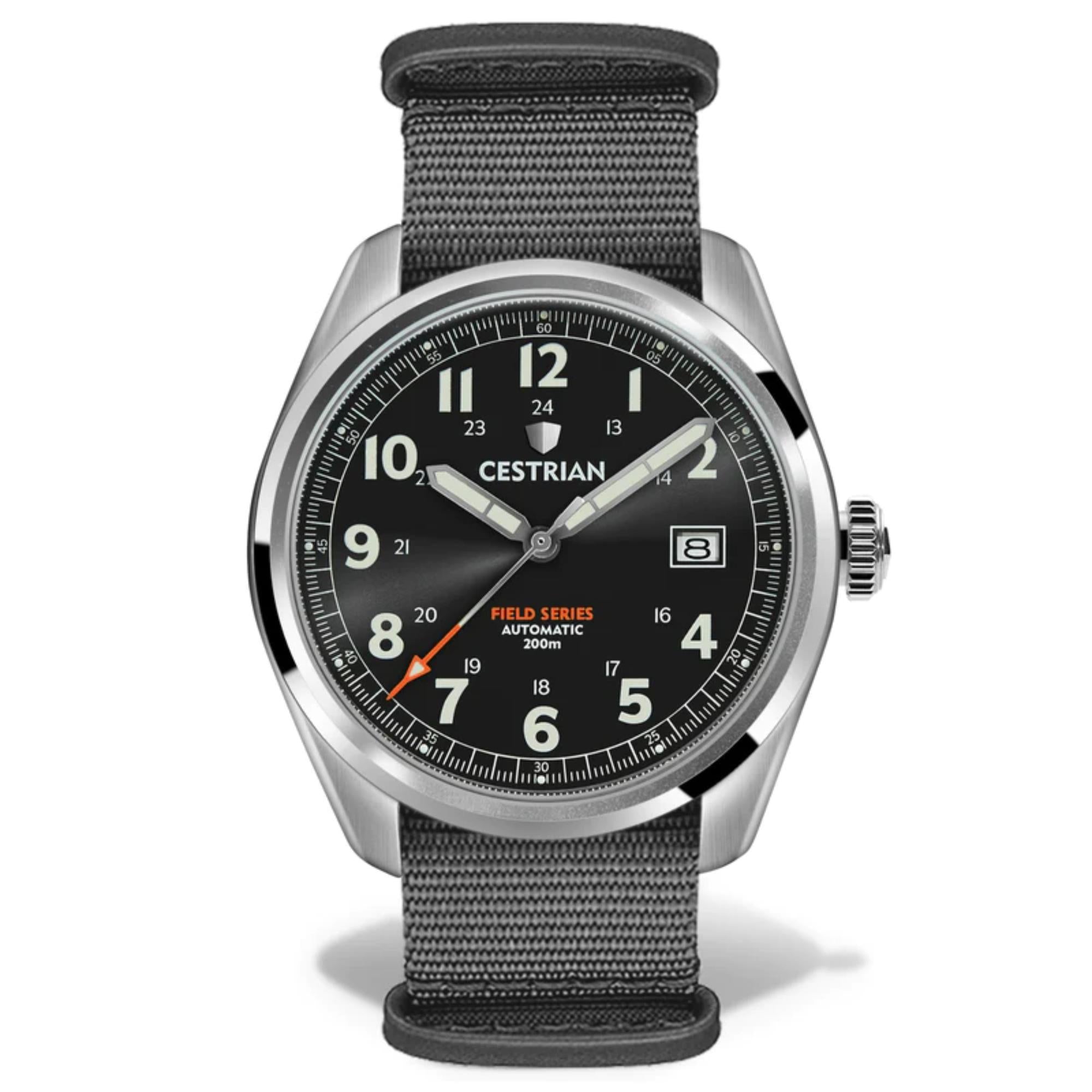Cestrian Field Series Automatic Grey Dial Grey NATO Strap Men’s Watch CF921N0660