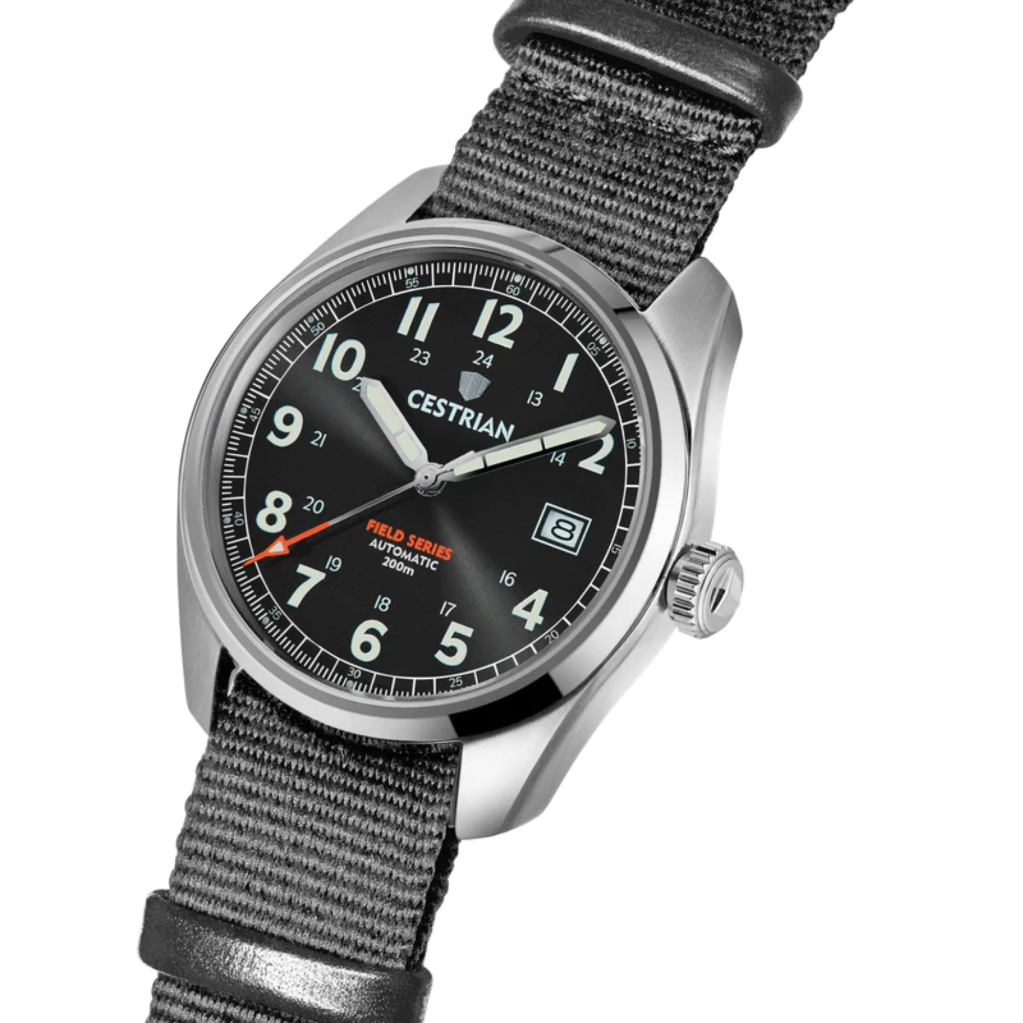 Cestrian Field Series Automatic Grey Dial Grey NATO Strap Men’s Watch CF921N0660