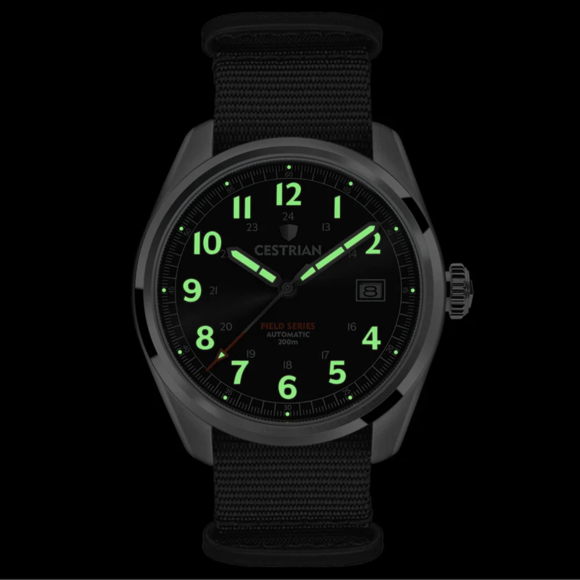 Cestrian Field Series Automatic Grey Dial Grey NATO Strap Men’s Watch CF921N0660