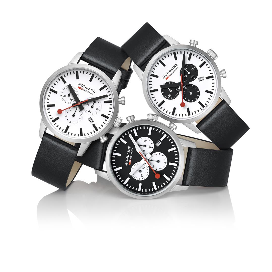 Mondaine Neo SBB Chrono White Dial Grape Leather Strap Men's Watch MSD.41411.LBV