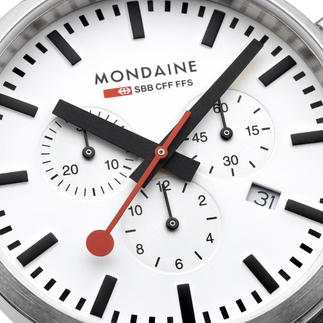 Mondaine Neo SBB Chrono White Dial Grape Leather Strap Men's Watch MSD.41411.LBV