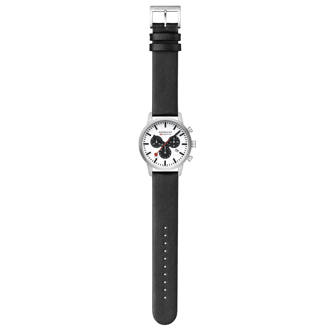 Mondaine Neo SBB Chrono White Dial Grape Leather Strap Men's Watch MSD.41410.LBV