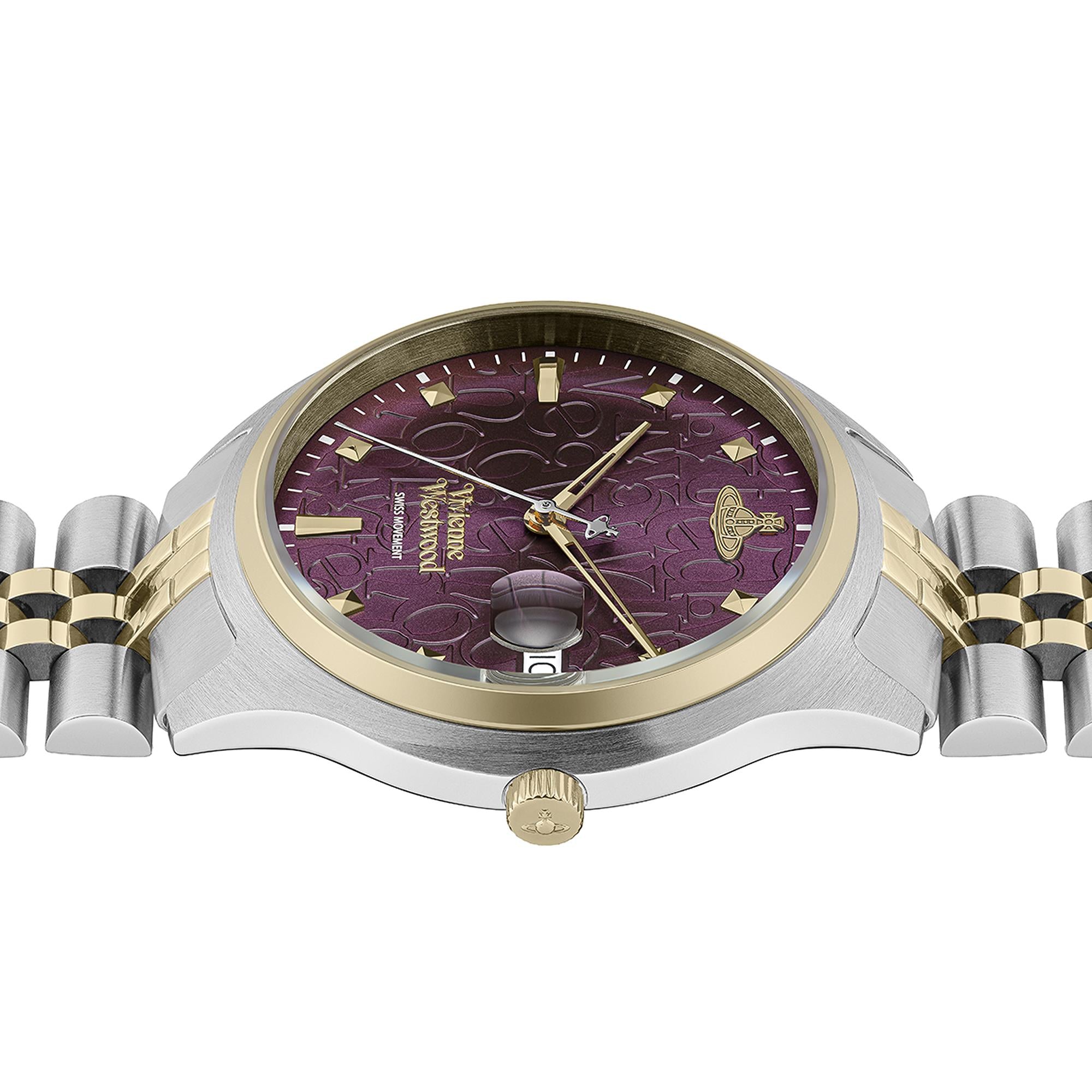 Vivienne Westwood Camberwell Quartz Purple Dial Two-Tone Stainless Steel Bracelet Ladies Watch VV261BYSG