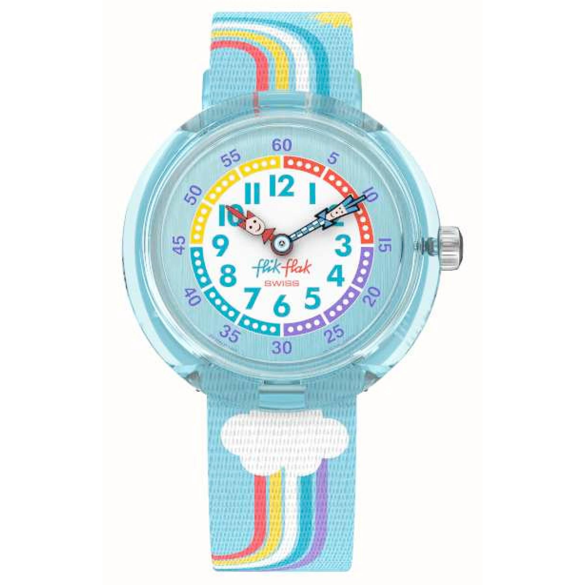 Flik Flak Rainbow Dreams Blue Rainbow Fabric Strap Kids Watch Watch FBNP194