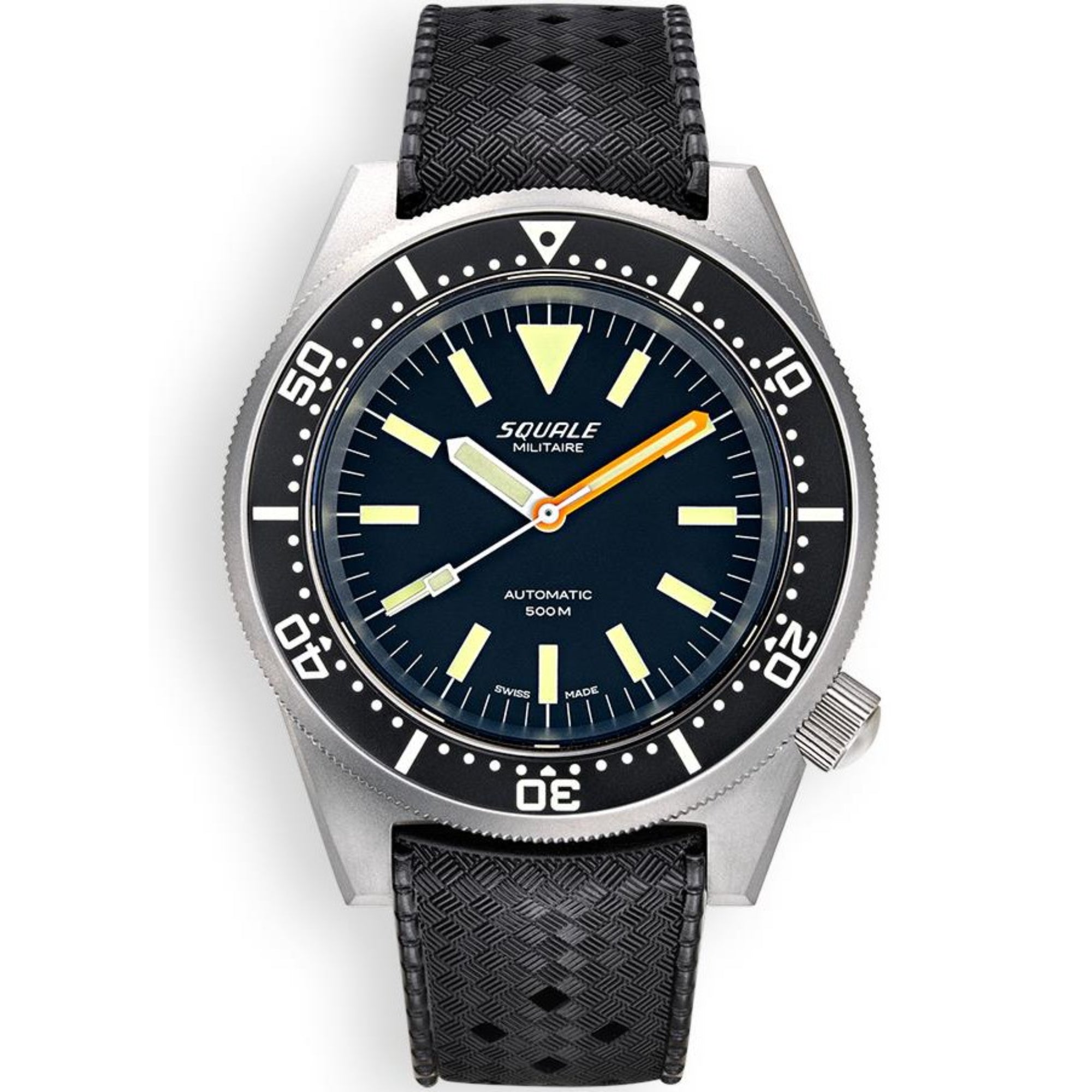 Squale 1521 Militaire Blasted Automatic Black Dial Black Rubber Strap Men’s Watch 1521MILBL.HT