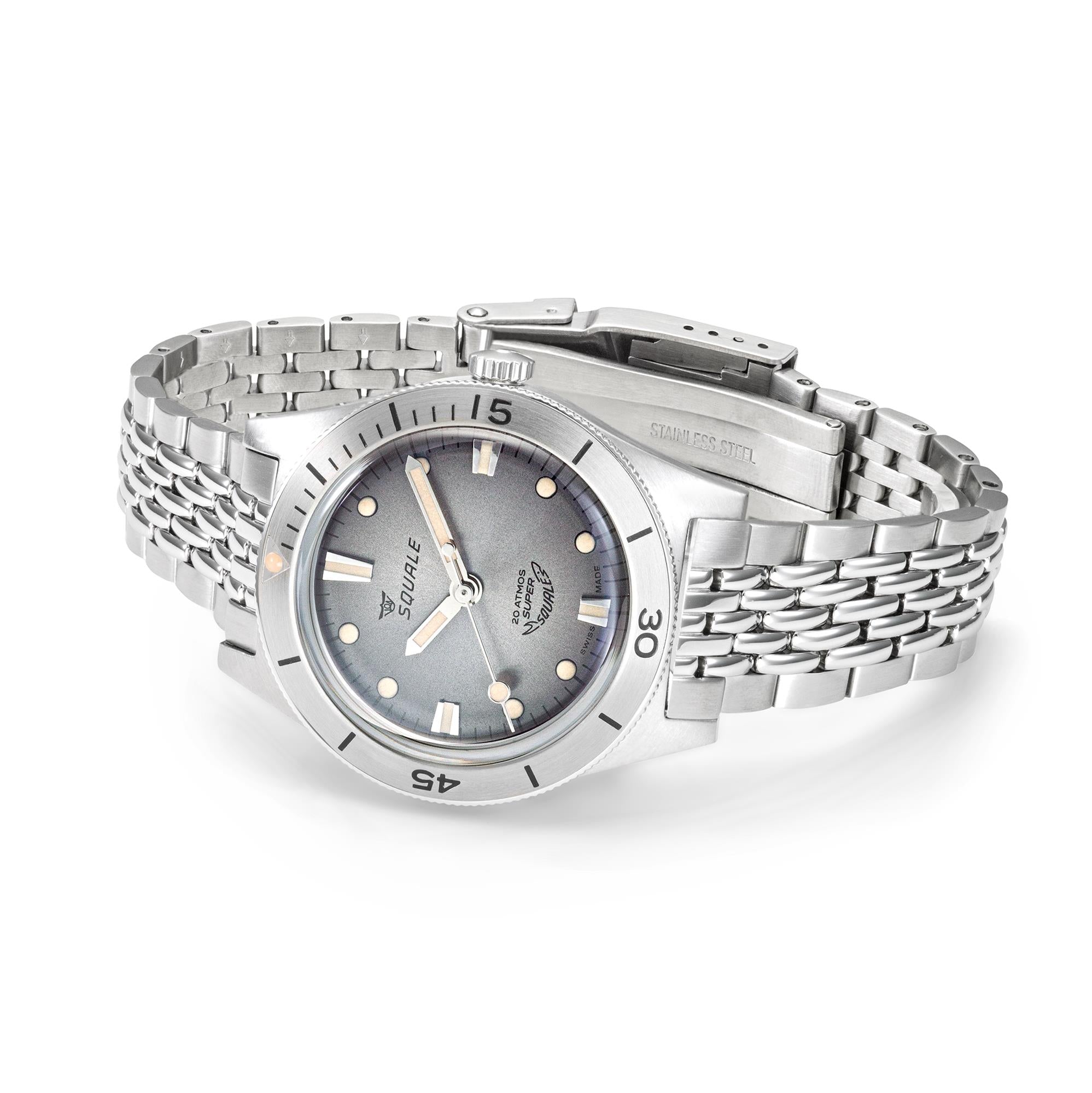 Squale Super-Squale Automatic Grey Dial Steel Strap Men’s Watch SUPERSSG.AC