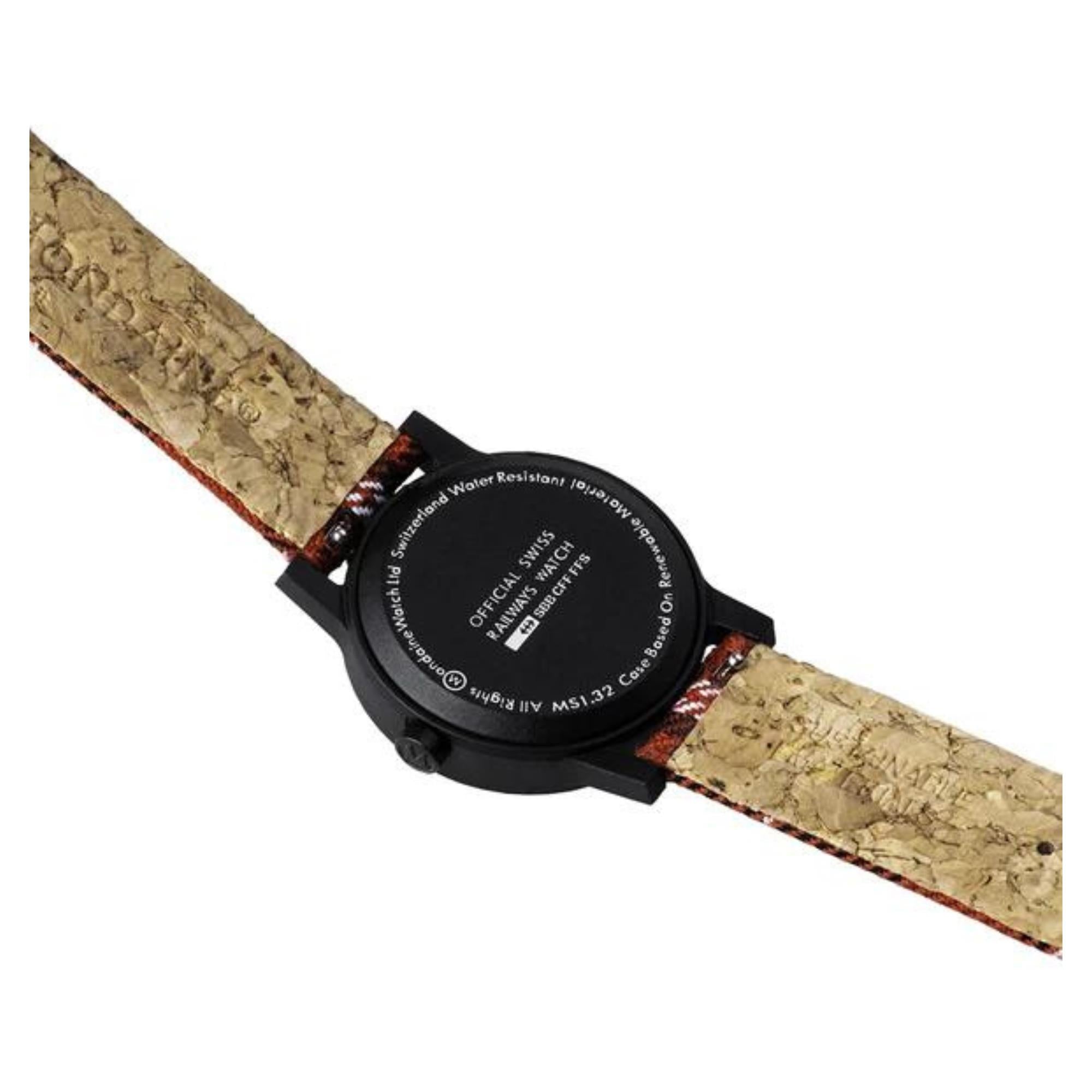 Mondaine Essence Quartz White Dial Recycled Tartan Strap Unisex Watch MS1.32111.LC