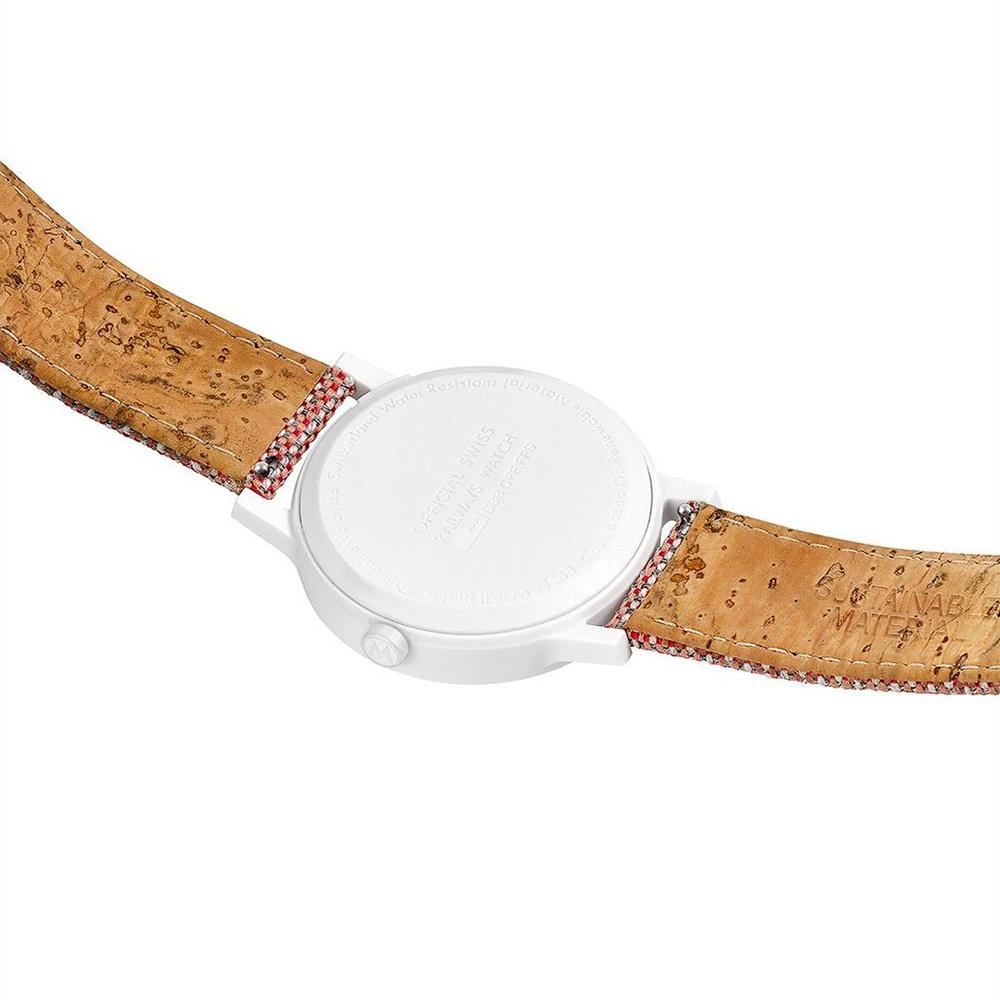 Mondaine Essence Quartz White Dial Red Textile Strap Unisex Watch MS1.41110.LP