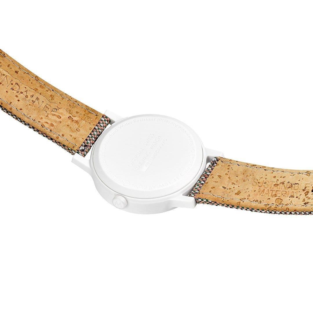Mondaine Essence Quartz White Dial Brown Textile Strap Unisex Watch MS1.41110.LG