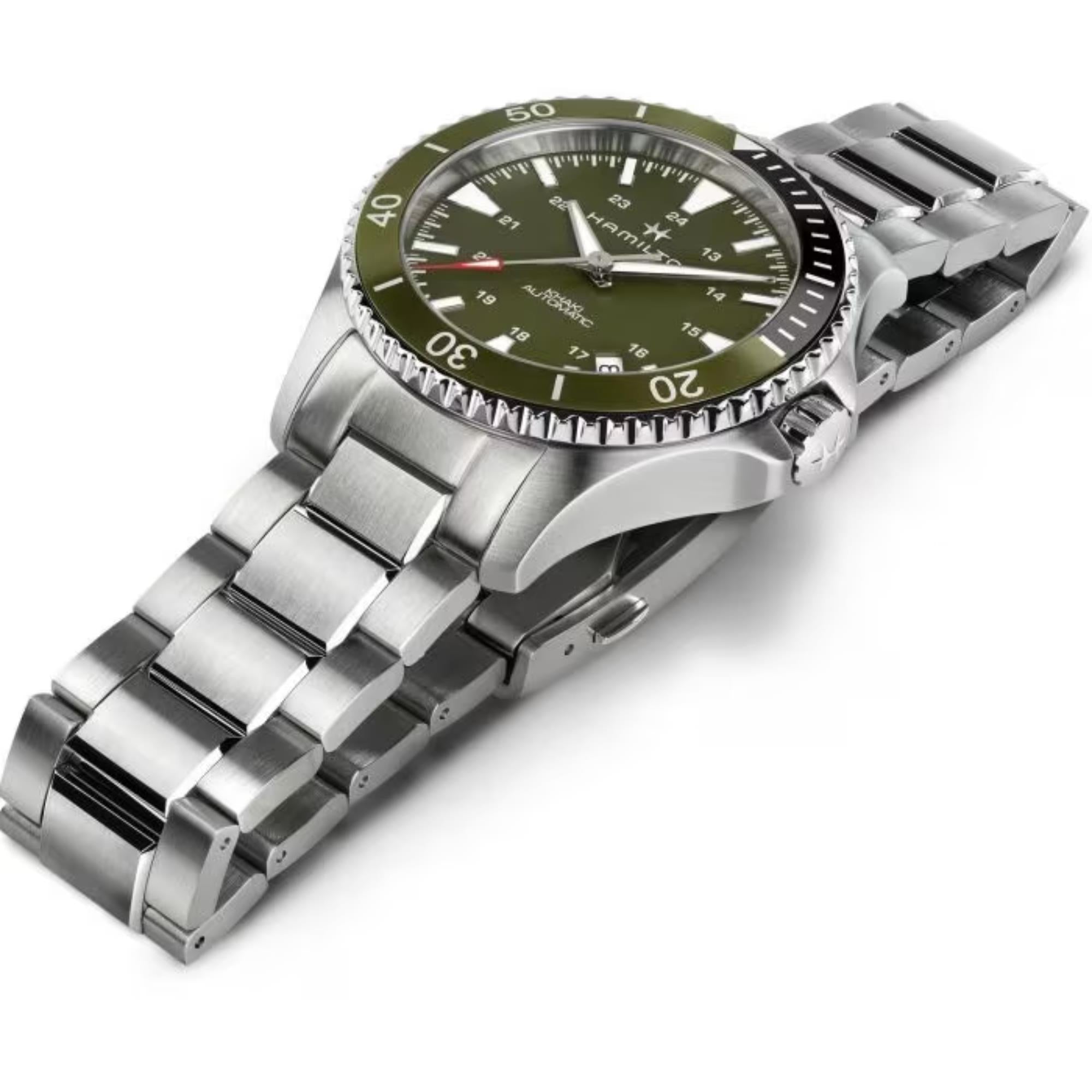 Hamilton Khaki Navy Scuba Automatic Green Dial Stainless Steel Bracelet Men's Watch H82375161
