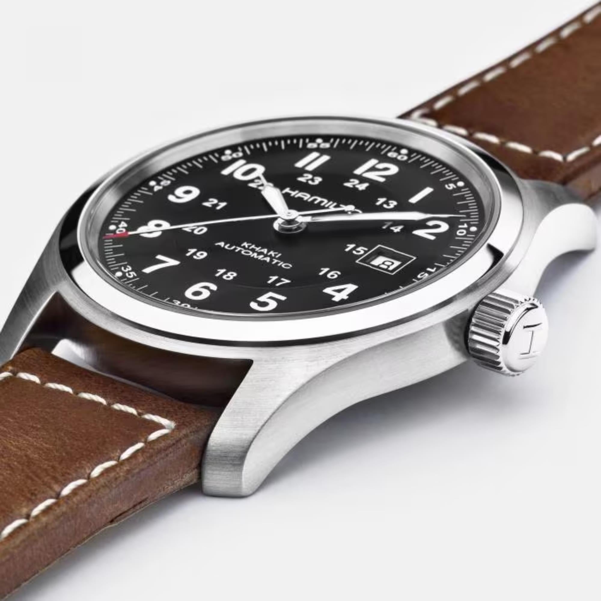 Hamilton Khaki Field 'The Avengers' Automatic Black Dial Brown Leather Strap Men's Watch H70555533
