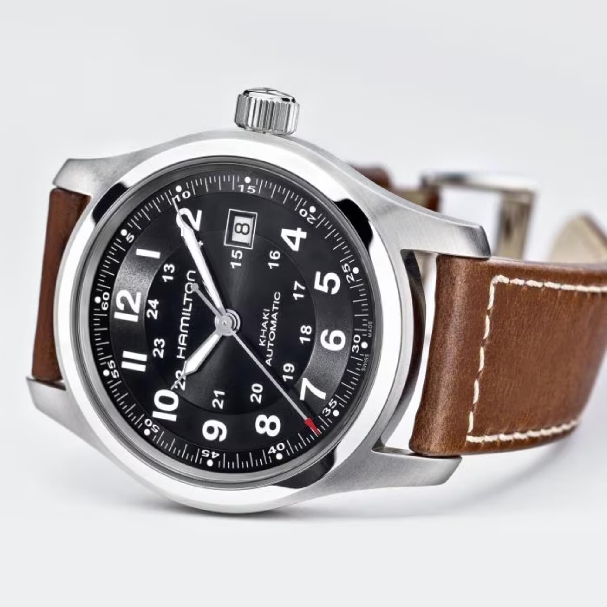 Hamilton Khaki Field 'The Avengers' Automatic Black Dial Brown Leather Strap Men's Watch H70555533