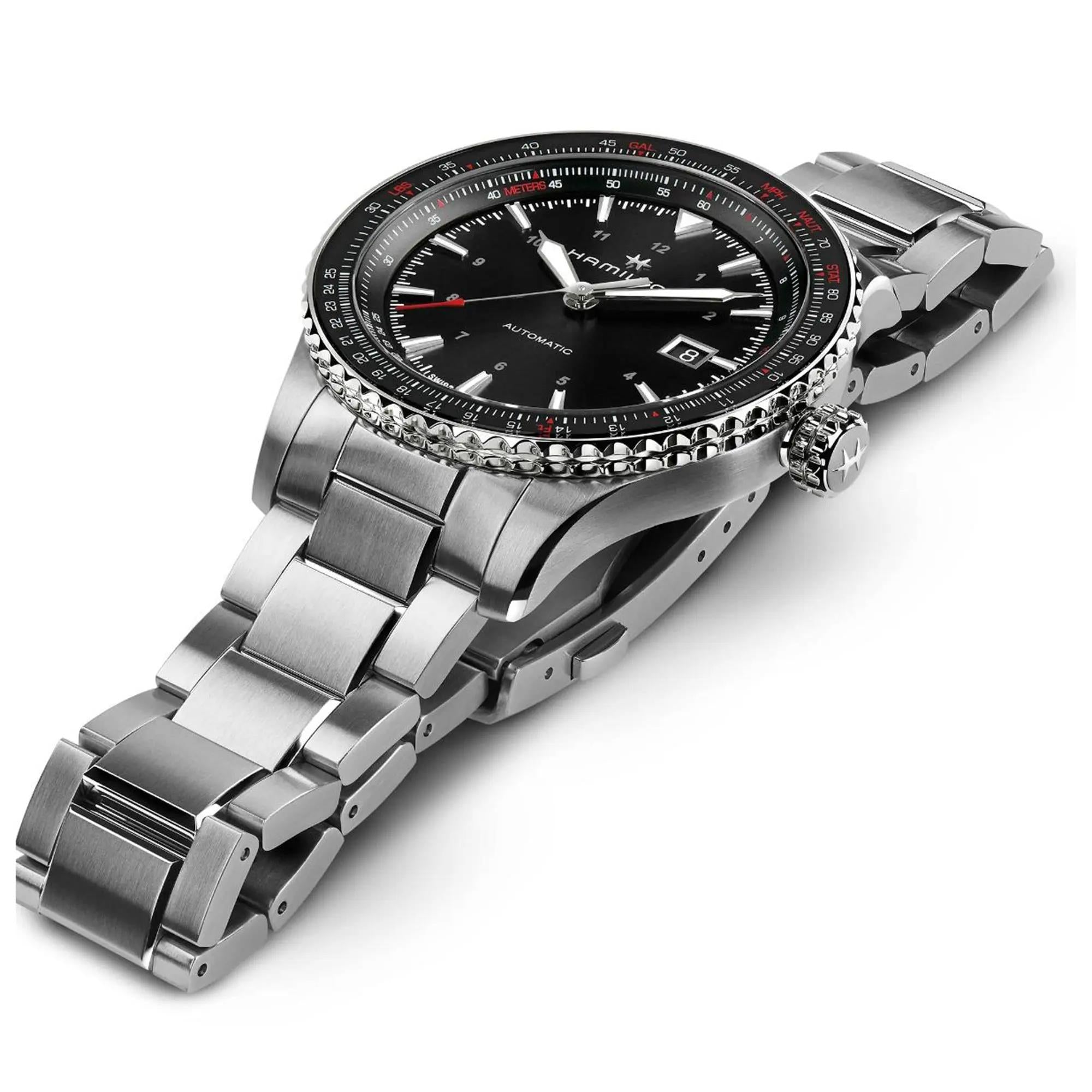 Hamilton Khaki Aviation Converter Automatic Black Dial Stainless Steel Bracelet Men's Watch H76615130