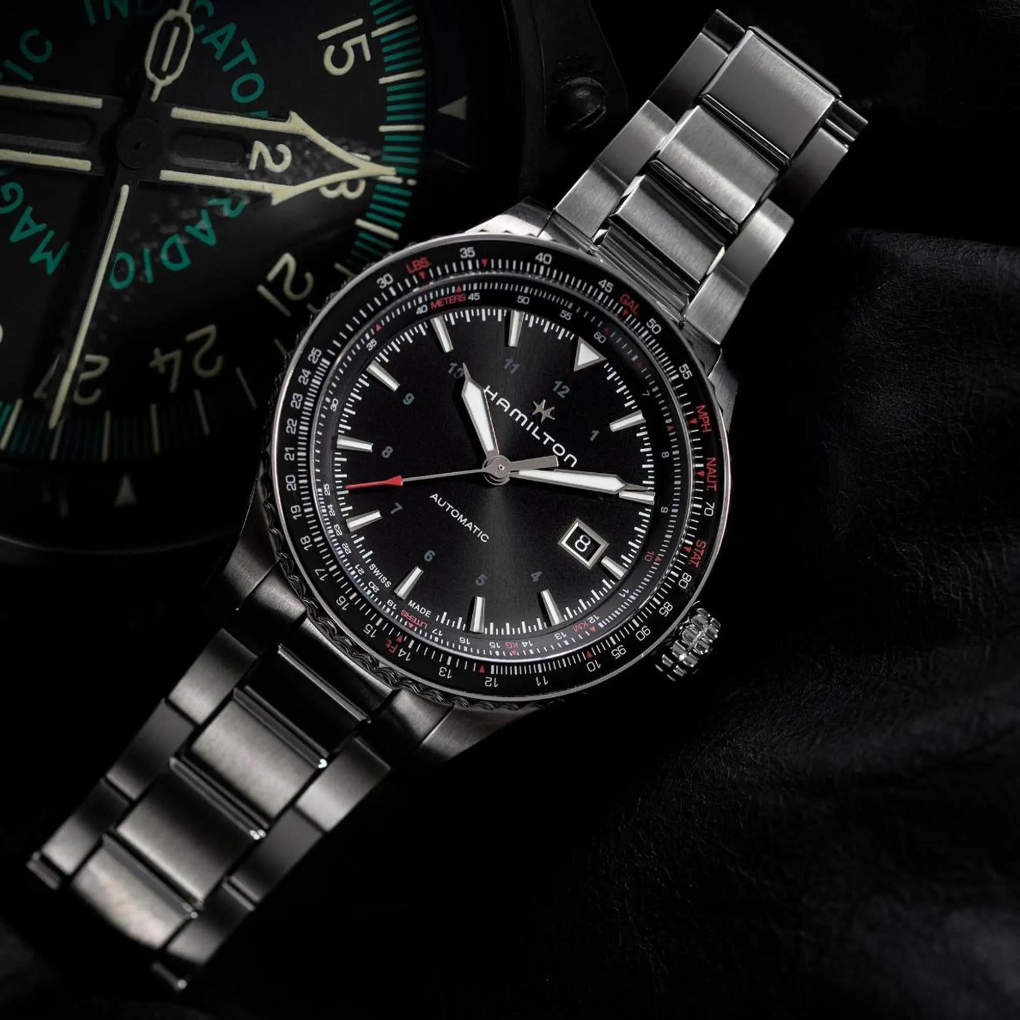 Hamilton Khaki Aviation Converter Automatic Black Dial Stainless Steel Bracelet Men's Watch H76615130