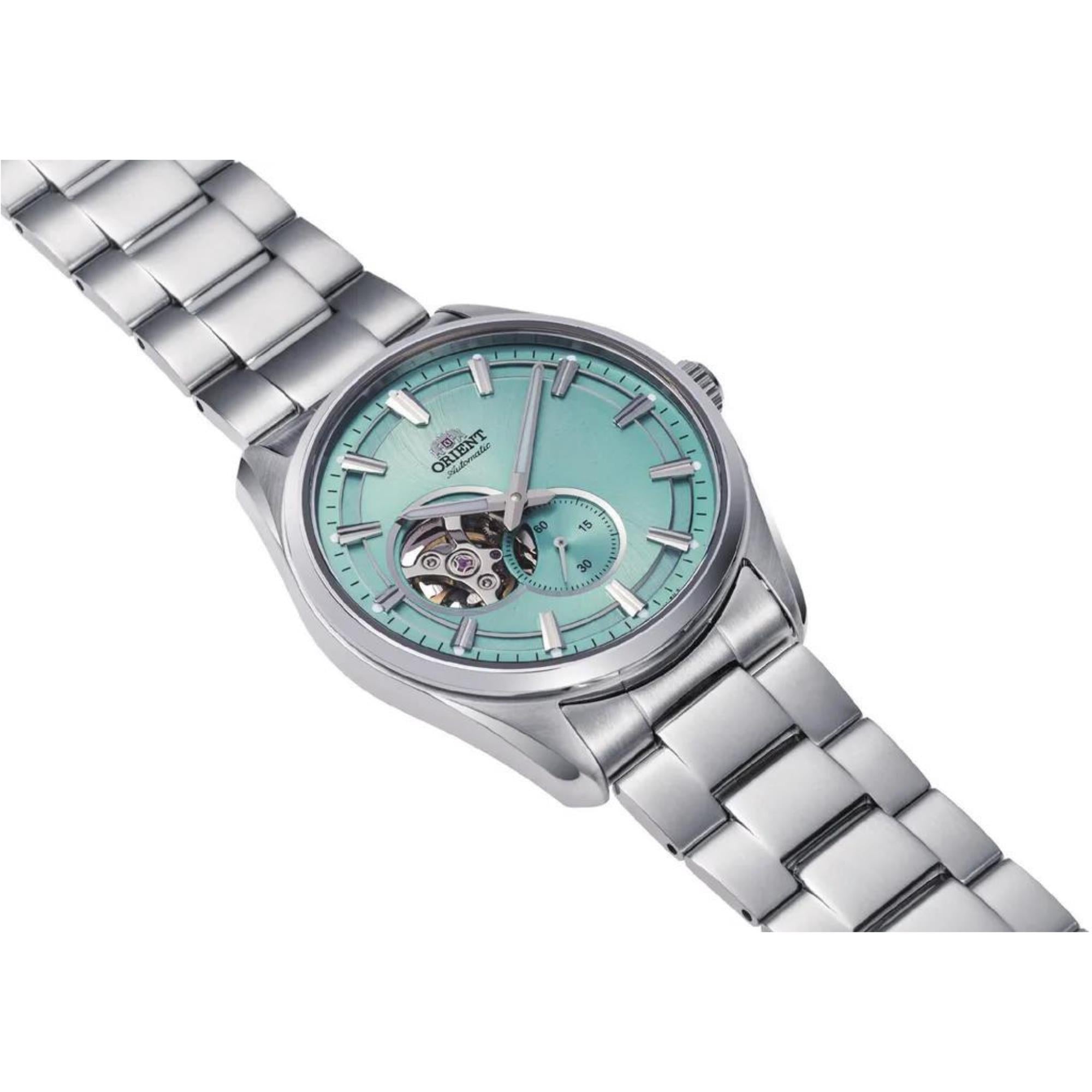 Orient Semi Skeleton Contemporary Blue Dial Stainless Steel Bracelet Men’s Watch RA-AR0009L10B