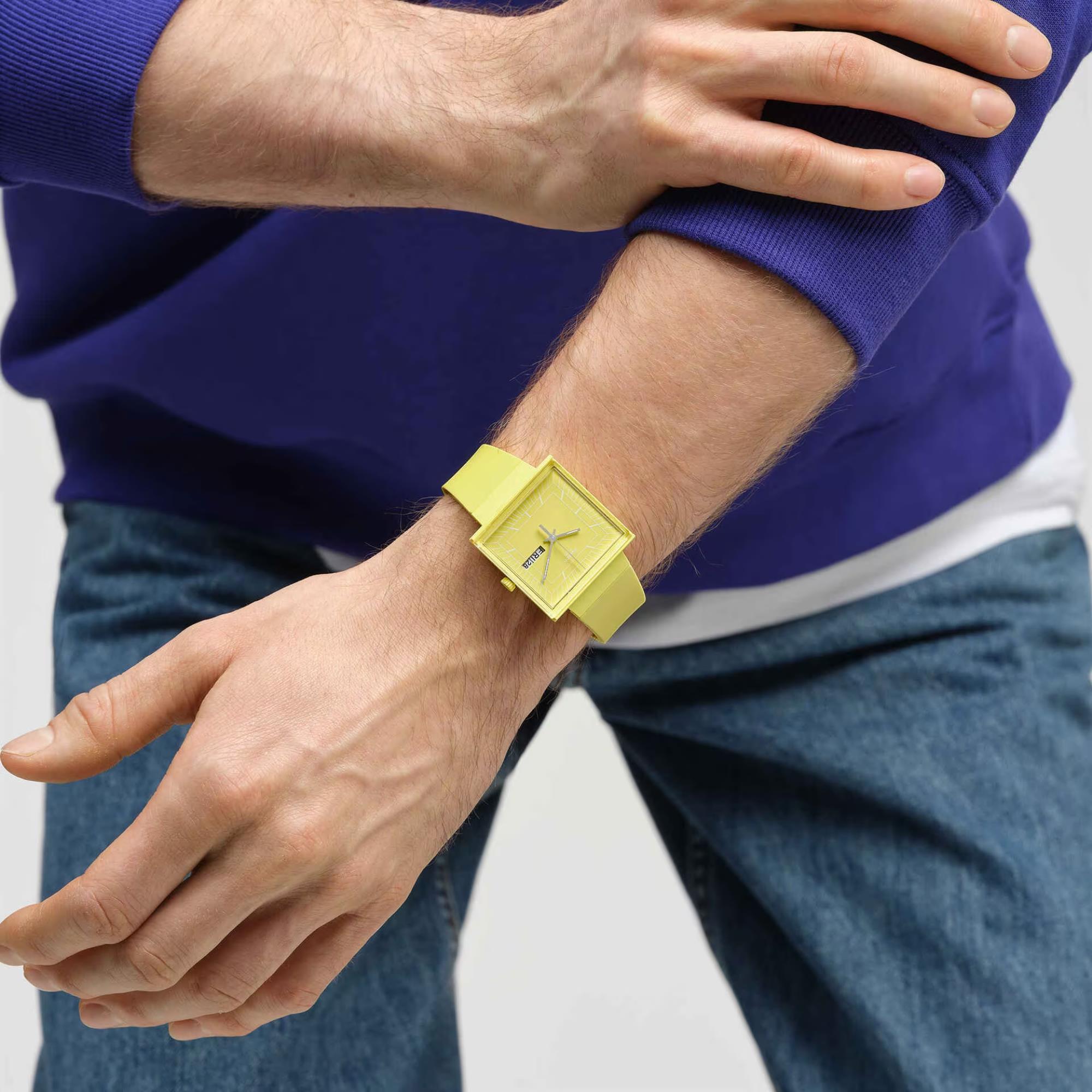Swatch WHAT IF…LEMON? Quartz Yellow Dial Yellow Biosourced Strap Unisex Watch SO34J700