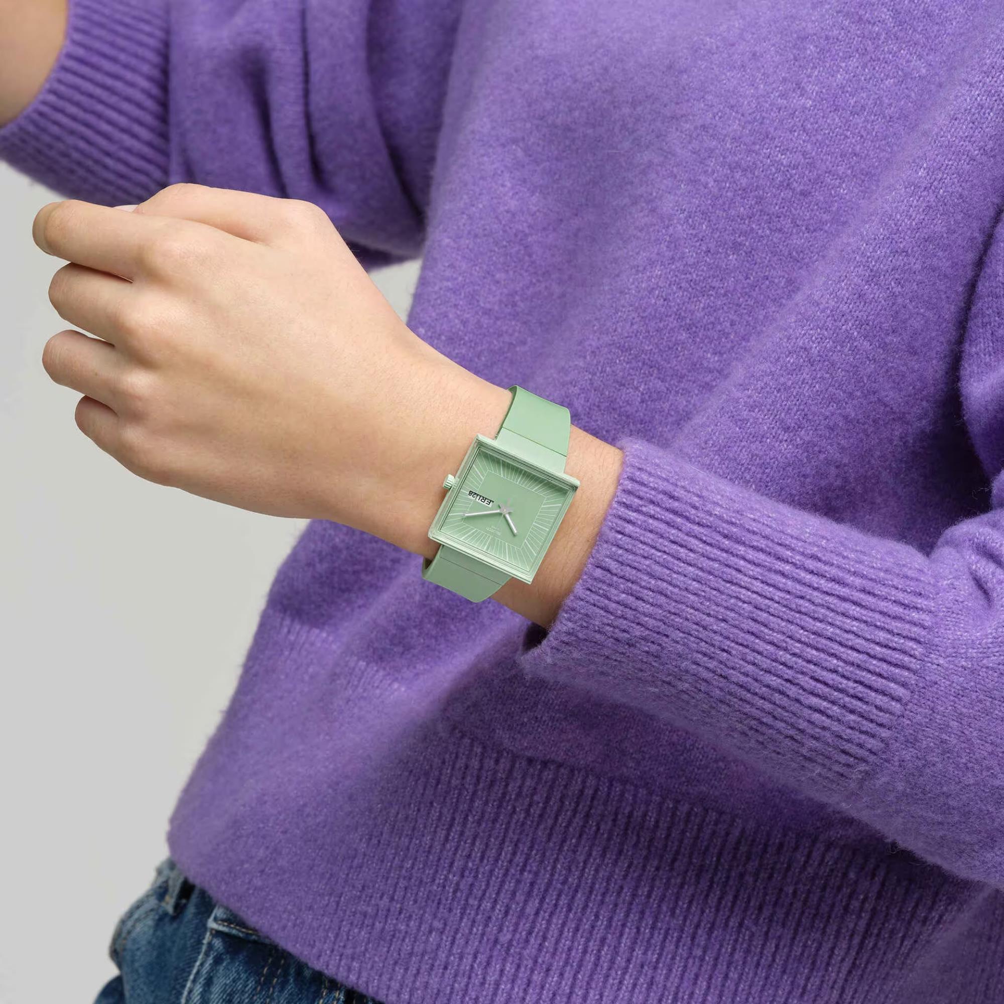 Swatch WHAT IF…MINT? Quartz Green Dial Bioceramic Strap Watch SO34G701