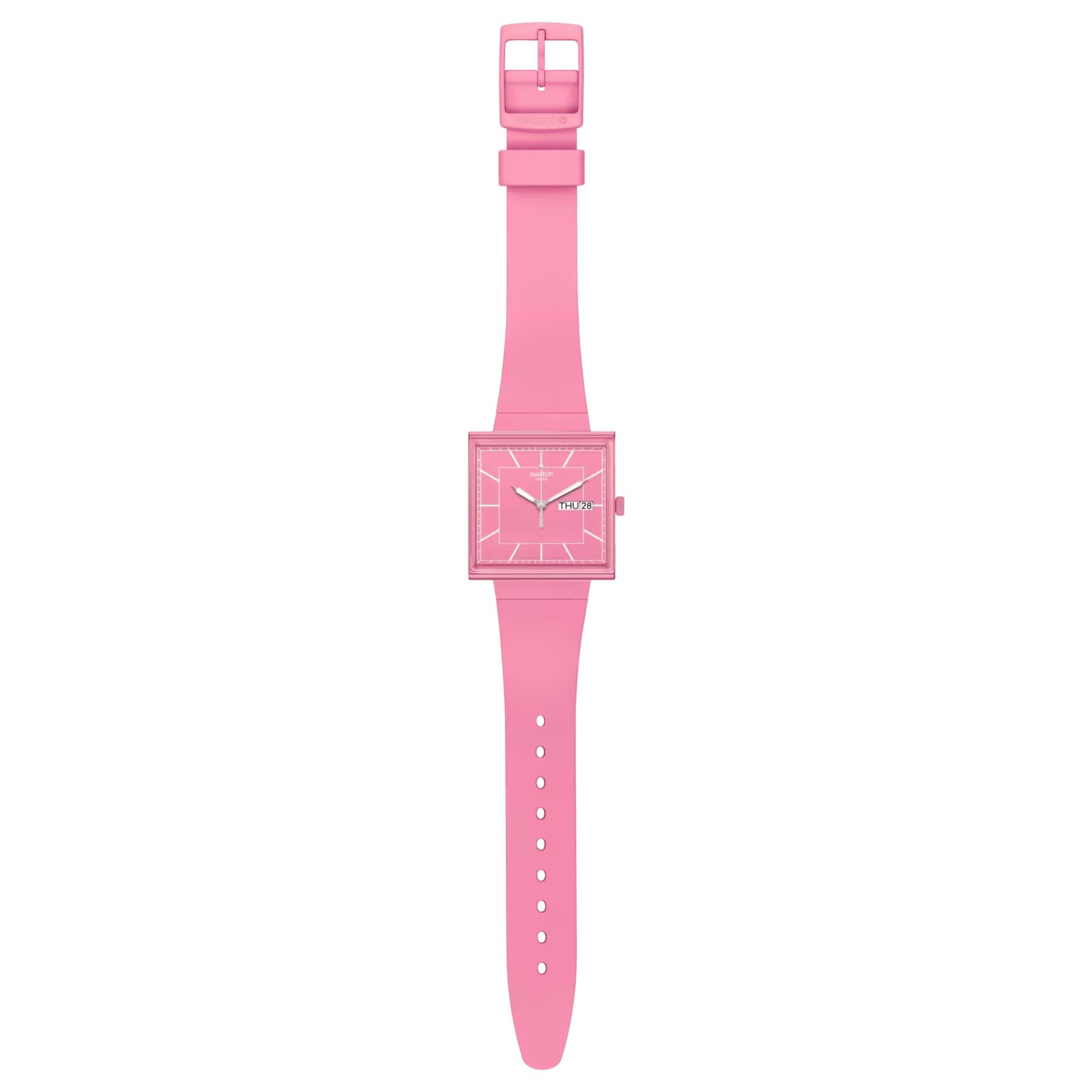 Swatch WHAT IF…ROSE? Quartz Pink Dial Biosourced Strap Watch SO34P700