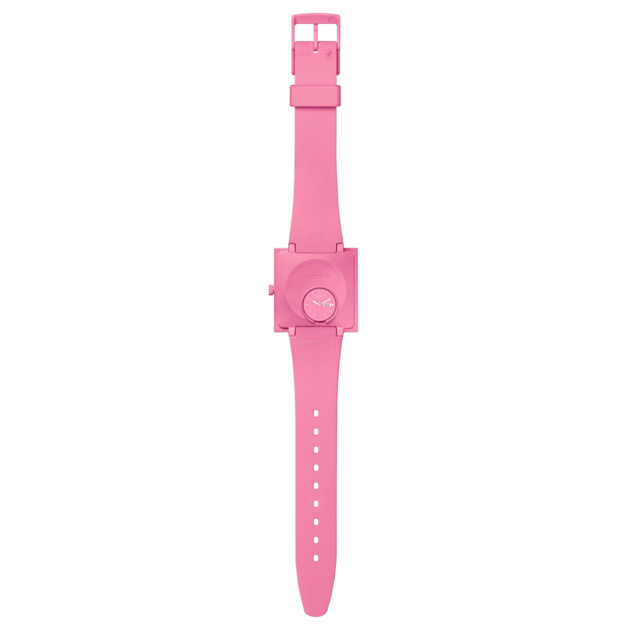 Swatch WHAT IF…ROSE? Quartz Pink Dial Biosourced Strap Watch SO34P700