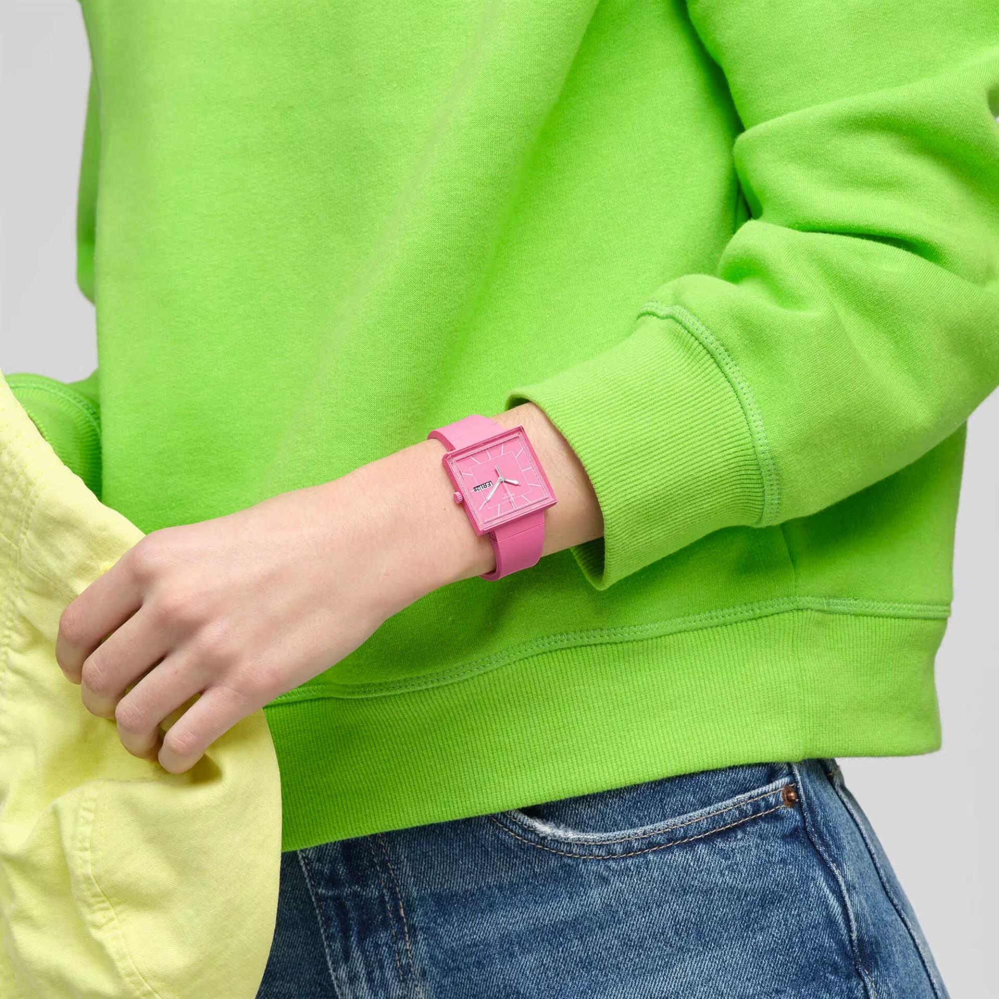 Swatch WHAT IF…ROSE? Quartz Pink Dial Biosourced Strap Unisex Watch SO34P700