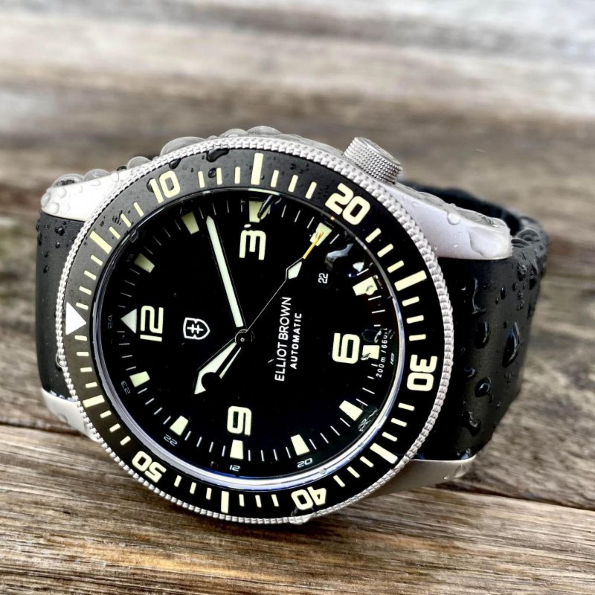 Elliot Brown Holton Automatic Black Dial Rubber Strap Men’s Watch 101-A11-R01