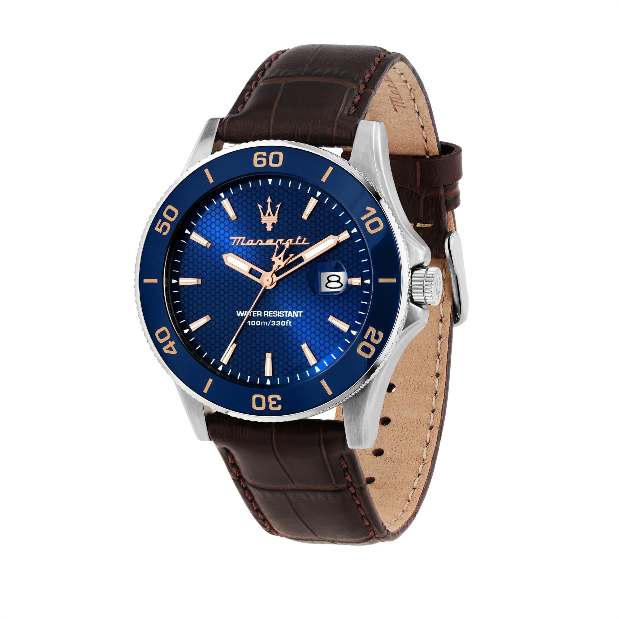Maserati Competizione Quartz Blue Dial Leather Strap Men’s Watch  R8851100004