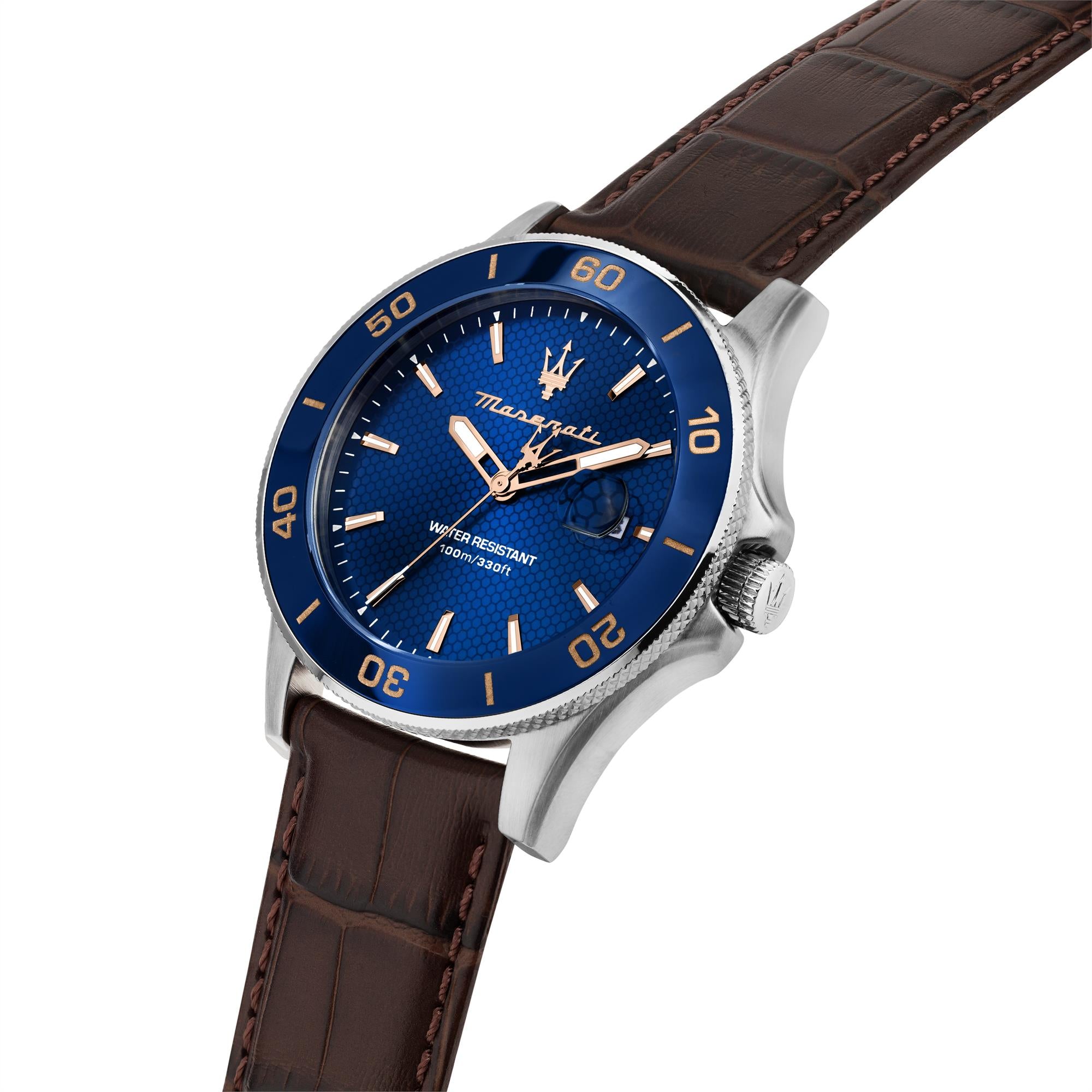 Maserati Competizione Quartz Blue Dial Leather Strap Men’s Watch  R8851100004