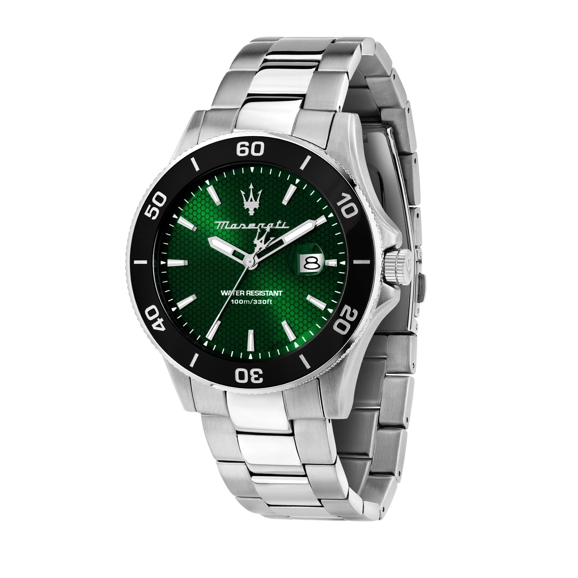 Maserati Competizione Quartz Green Dial Steel Bracelet Men’s Watch R8853100038