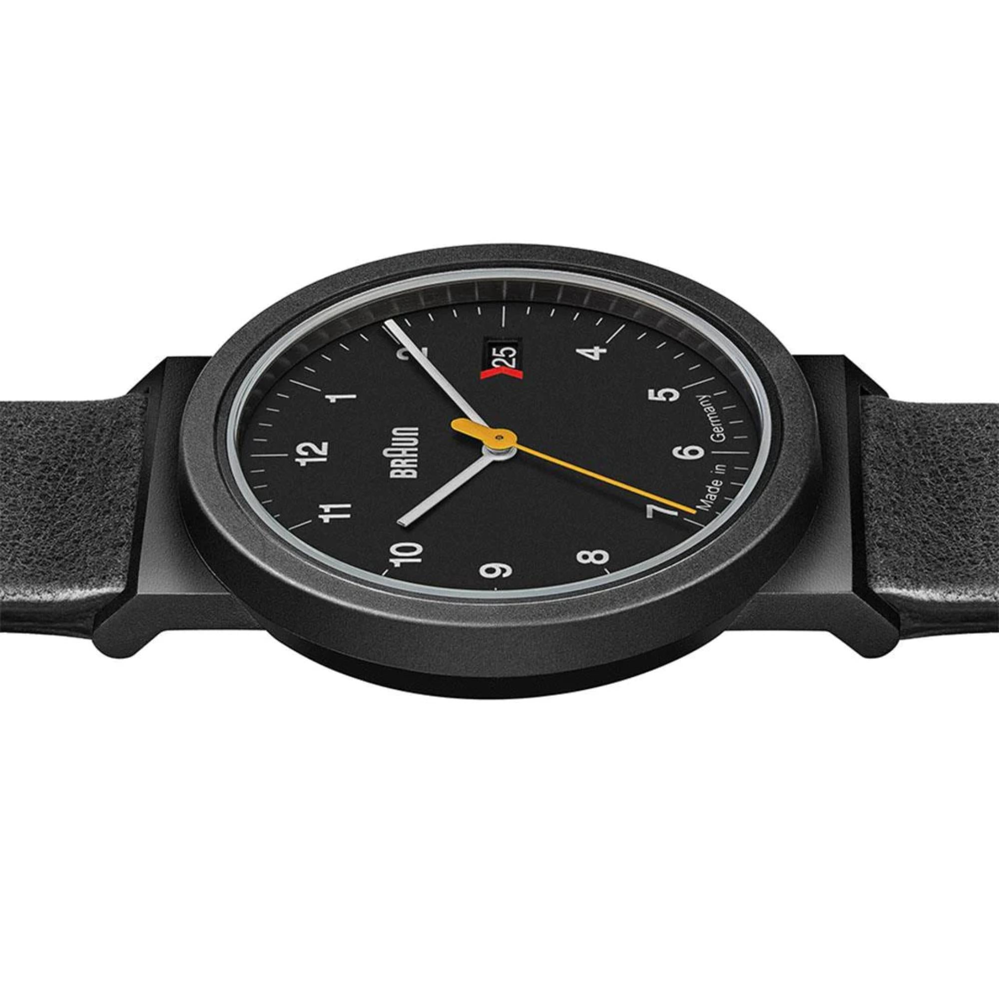 Braun Quartz Black Dial Black Leather Strap Men's Watch AW10EVOB