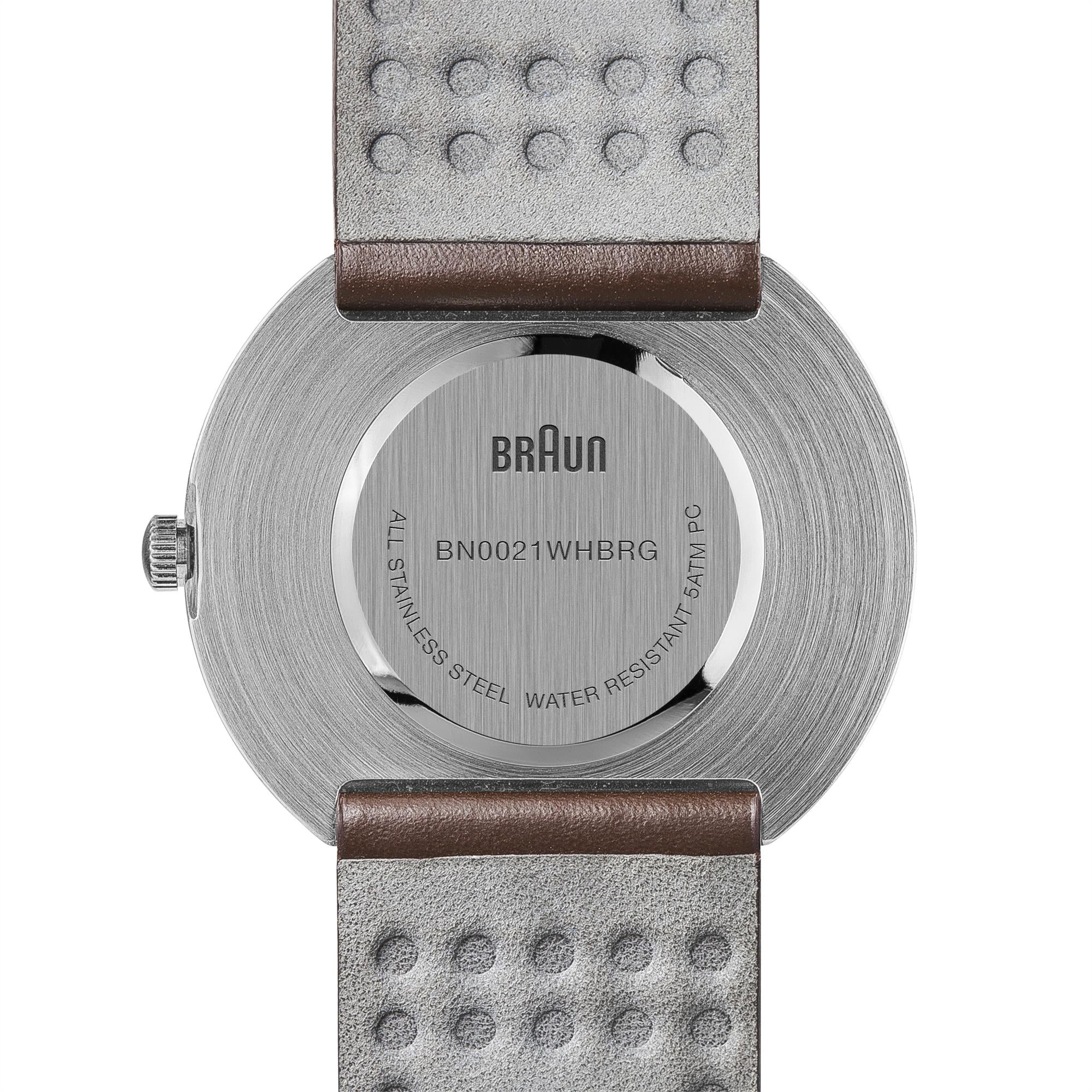 Braun Quartz Classic White Dial Brown Leather Strap Men's Watch BN0021WHBRG