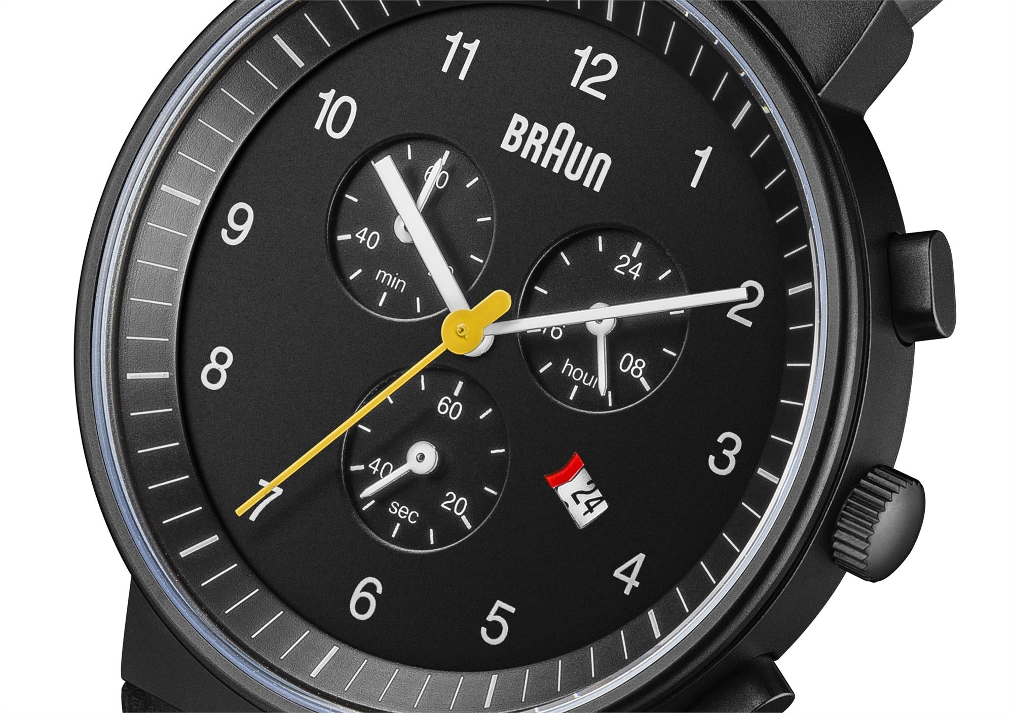 Braun Quartz Classic Black Dial Black Leather Strap Men's Watch BN0035BKBKG