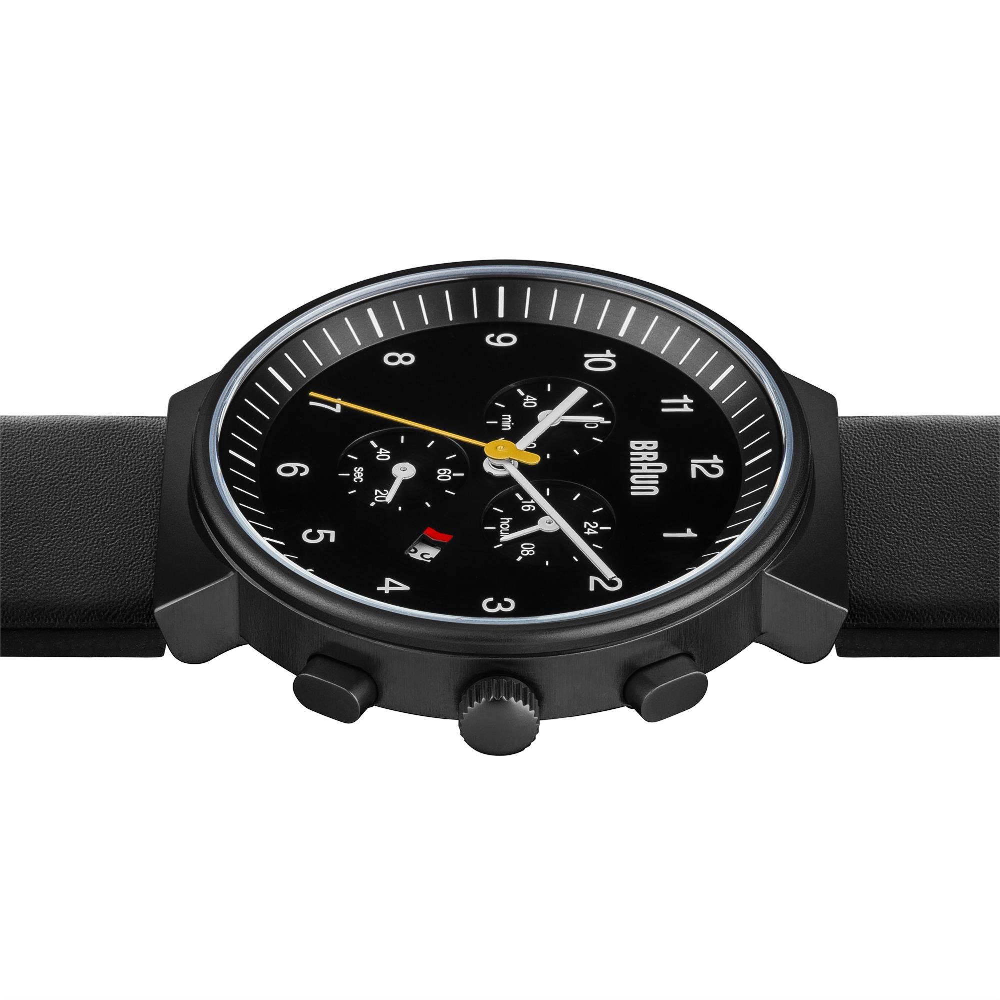 Braun Quartz Classic Black Dial Black Leather Strap Men's Watch BN0035BKBKG