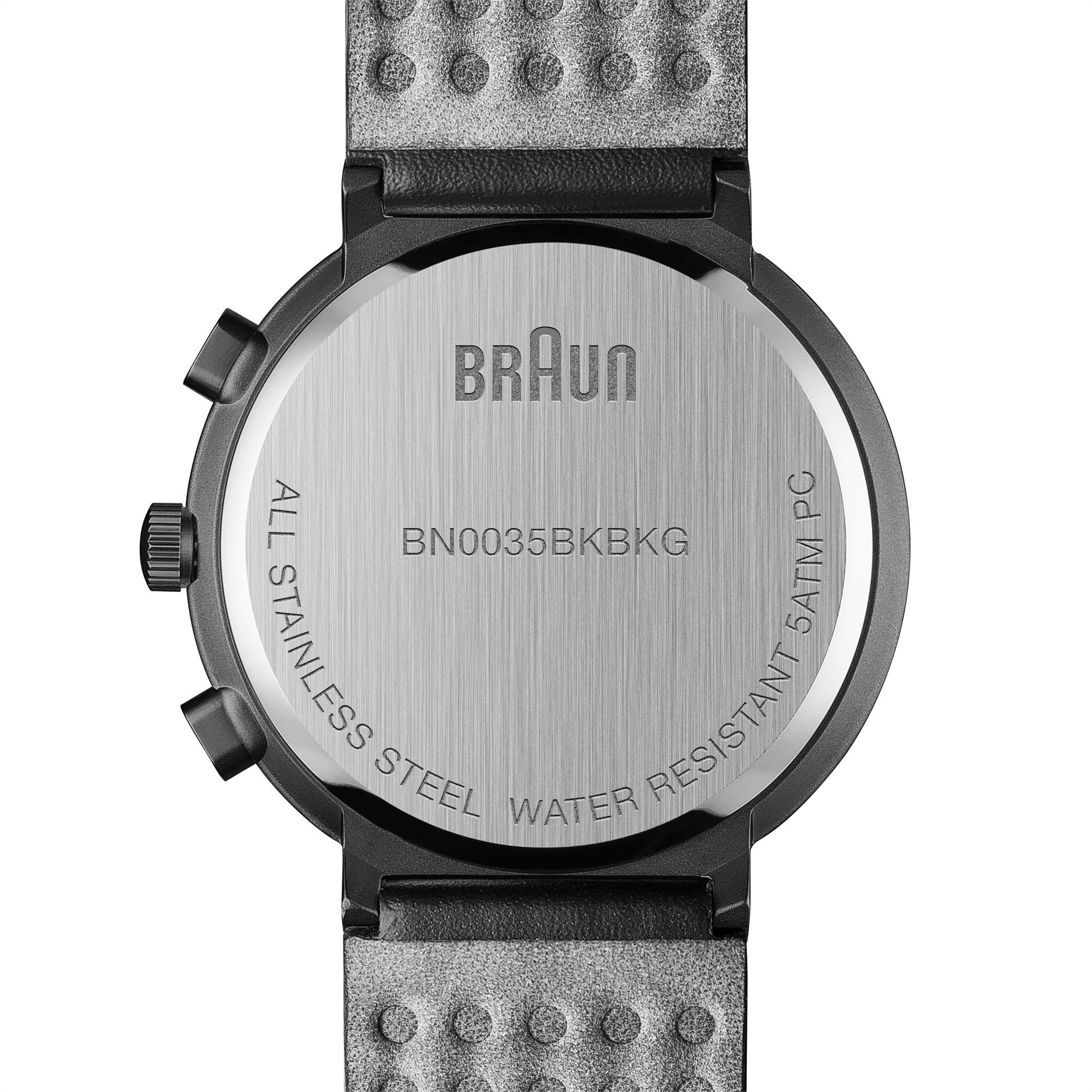 Braun Quartz Classic Black Dial Black Leather Strap Men's Watch BN0035BKBKG