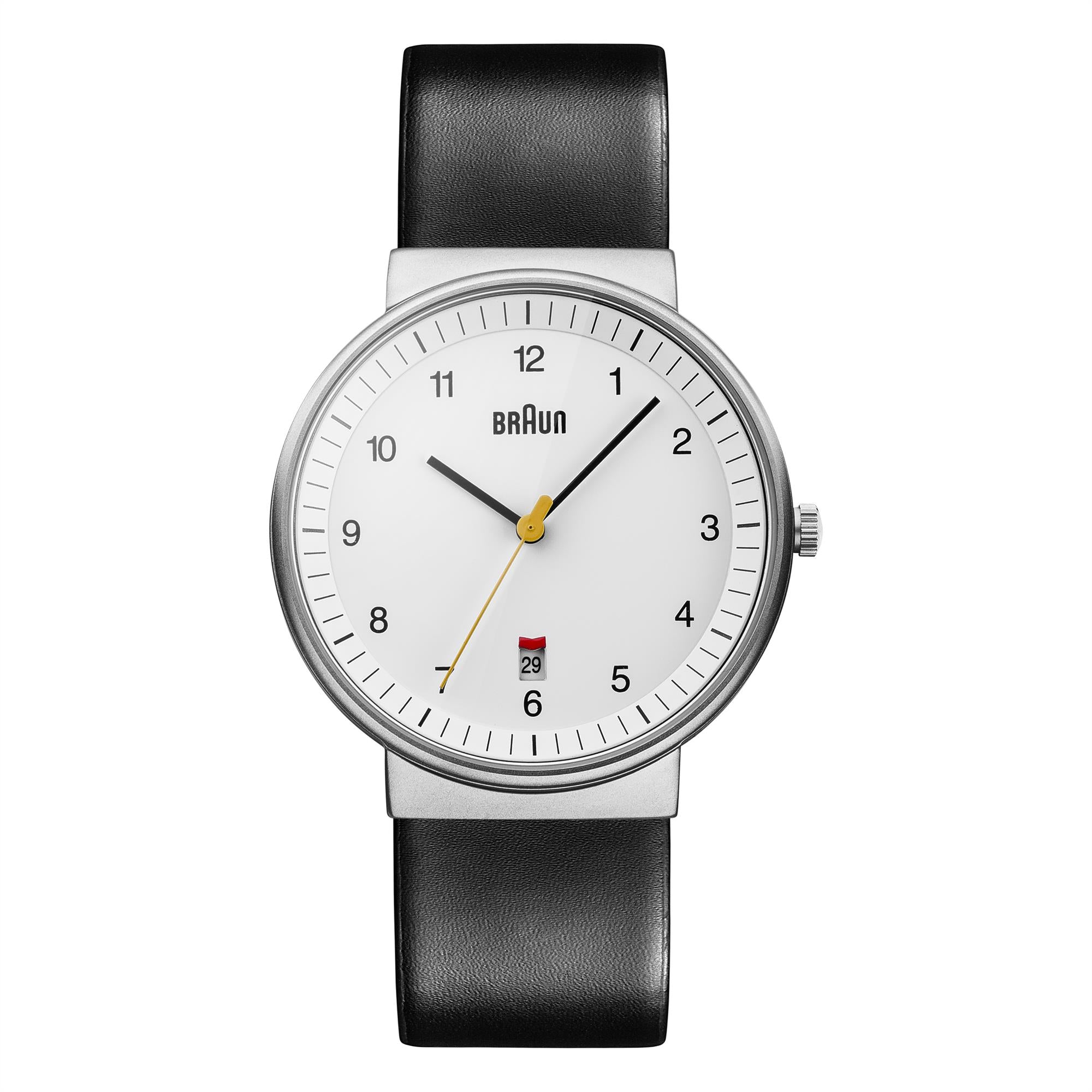 Braun Quartz Classic White Dial Black Leather Strap Men's Watch BN0032WHBKG
