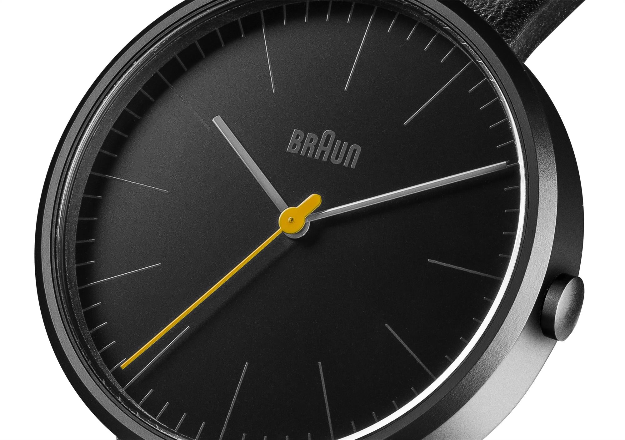 Braun Classic Quartz Black Dial Black Leather Strap Men’s Watch BN0172BKBKG