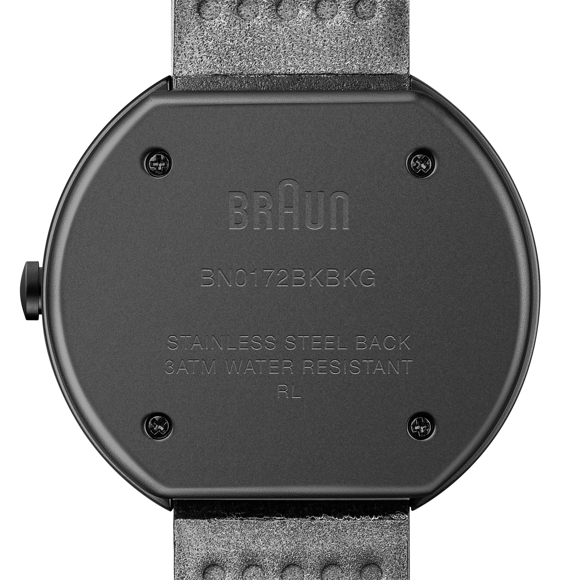 Braun Classic Quartz Black Dial Black Leather Strap Men’s Watch BN0172BKBKG