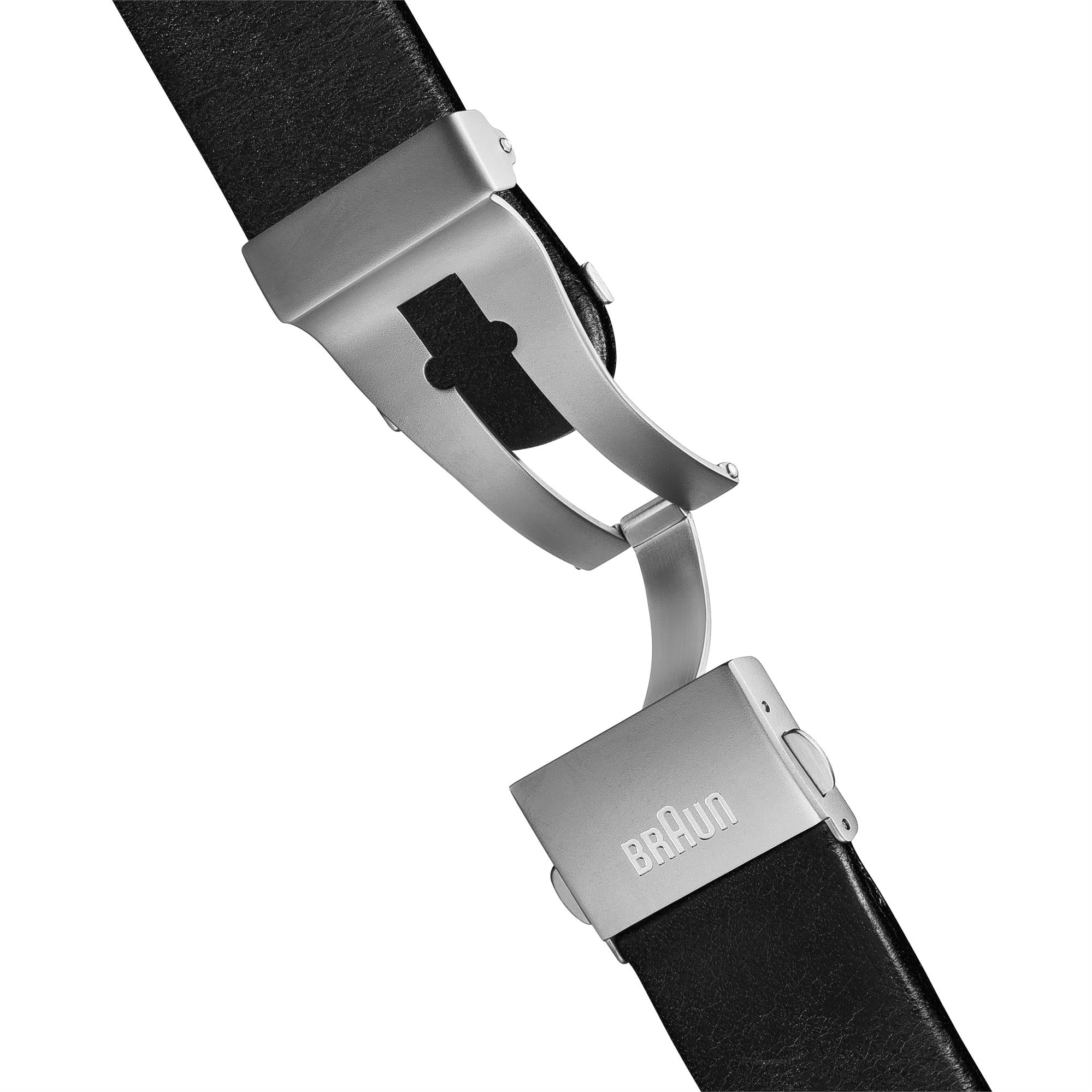 Braun Prestige Quartz Black Dial Black Leather Strap Men’s Watch BN0095SLG