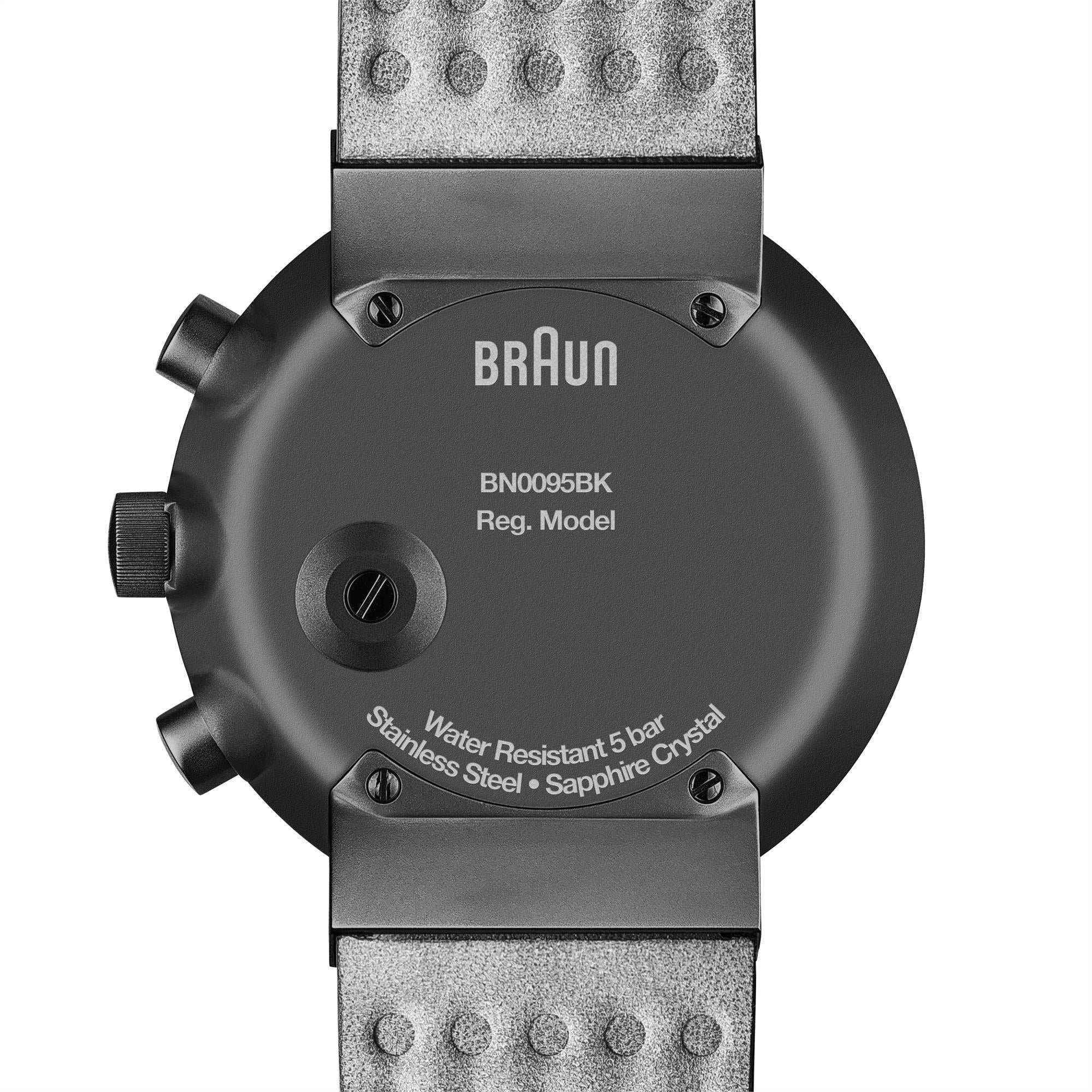 Braun Prestige Quartz Black Dial Black Leather Strap Men's Watch BN0095BKG
