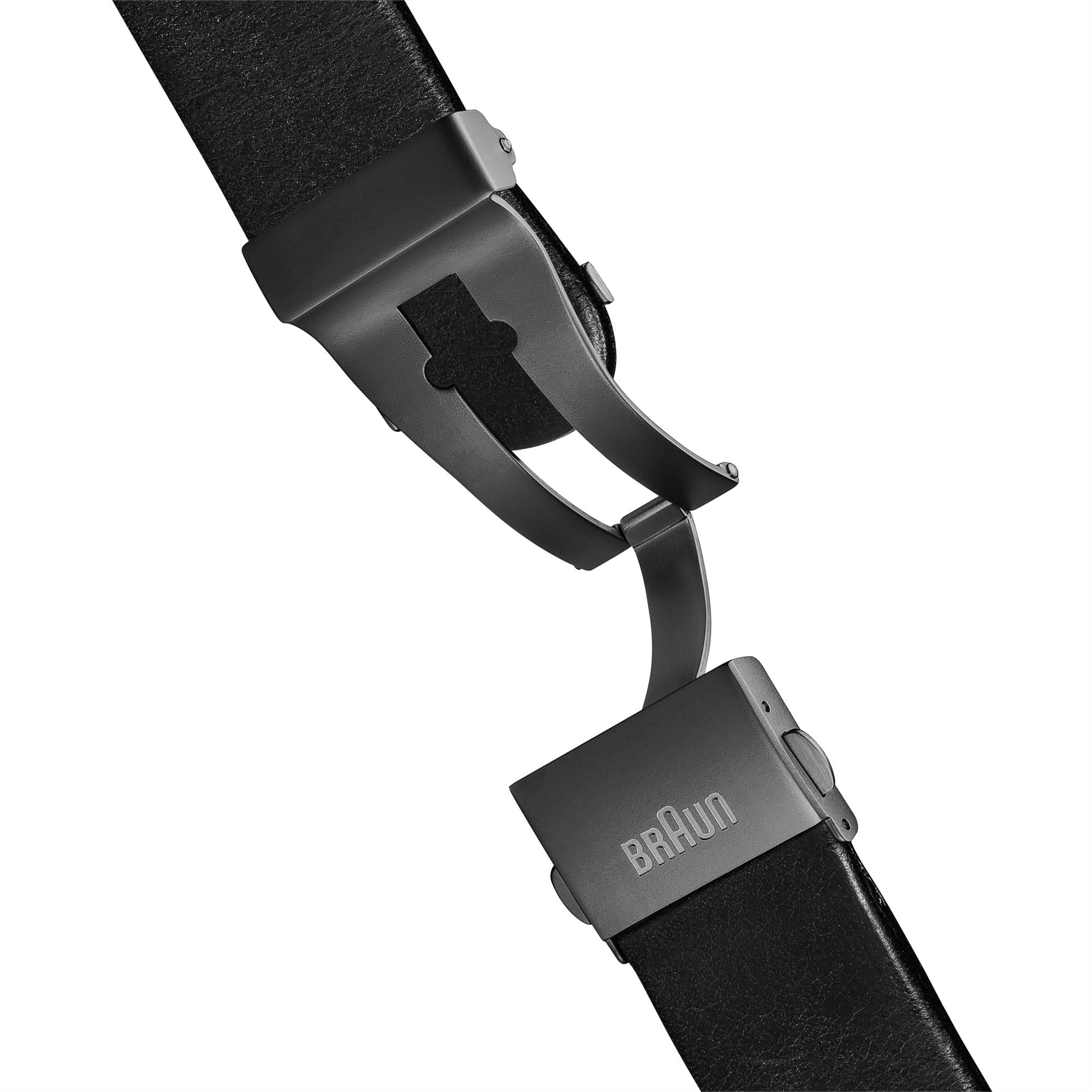 Braun Prestige Quartz Black Dial Black Leather Strap Men's Watch BN0095BKG
