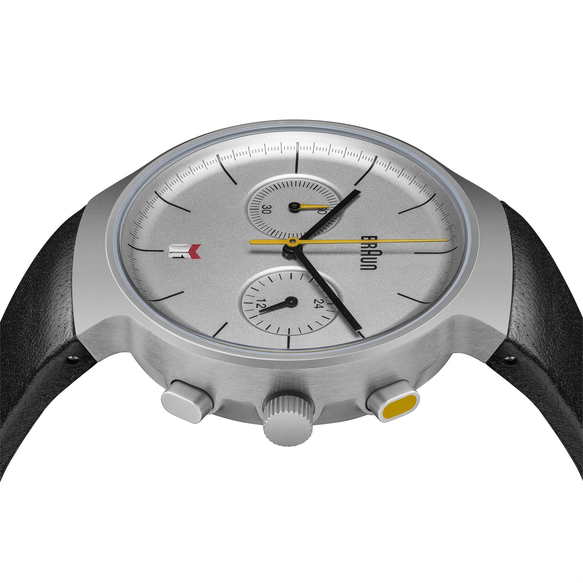 Braun Classic Quartz Silver Dial Black Leather Strap Men’s Watch BN0265SLBKG