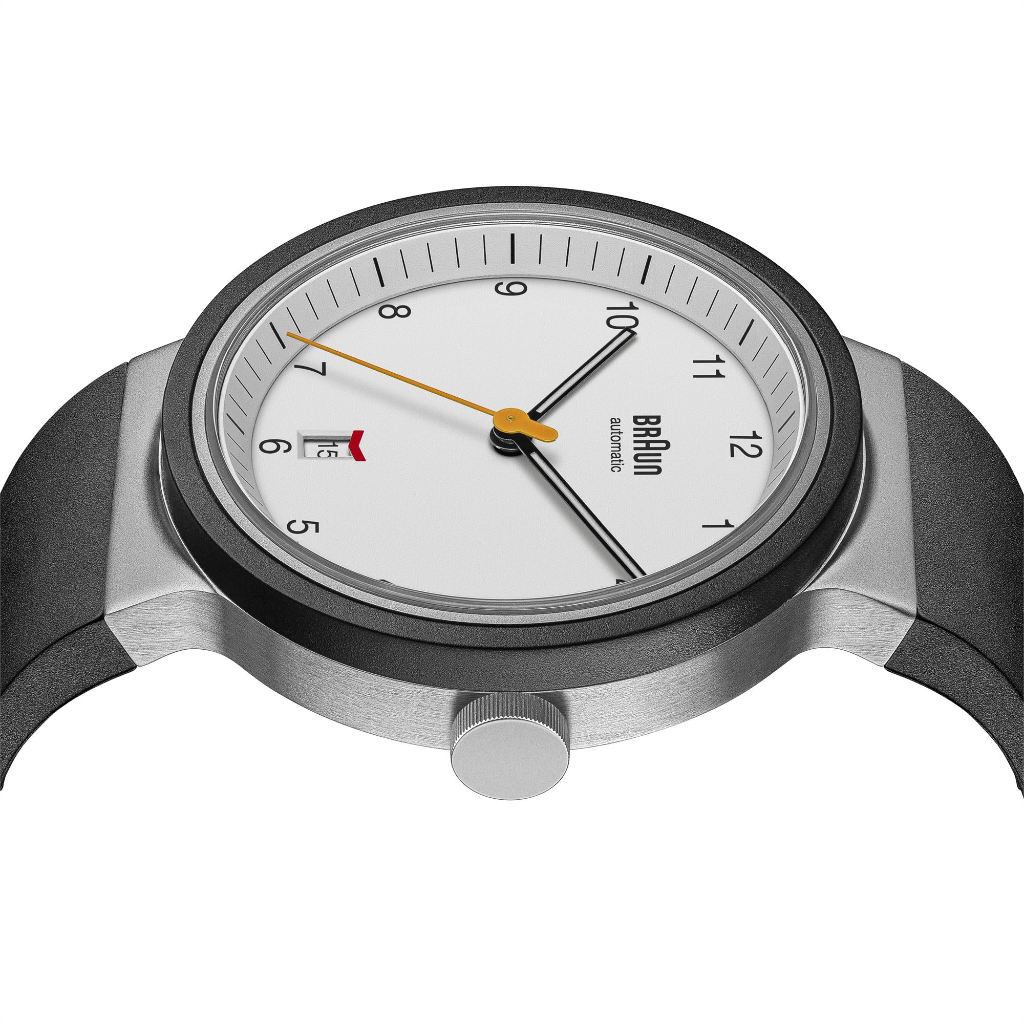 Braun Prestige Automatic White Dial Black Rubber Strap Men’s Watch BN0278WHBKG