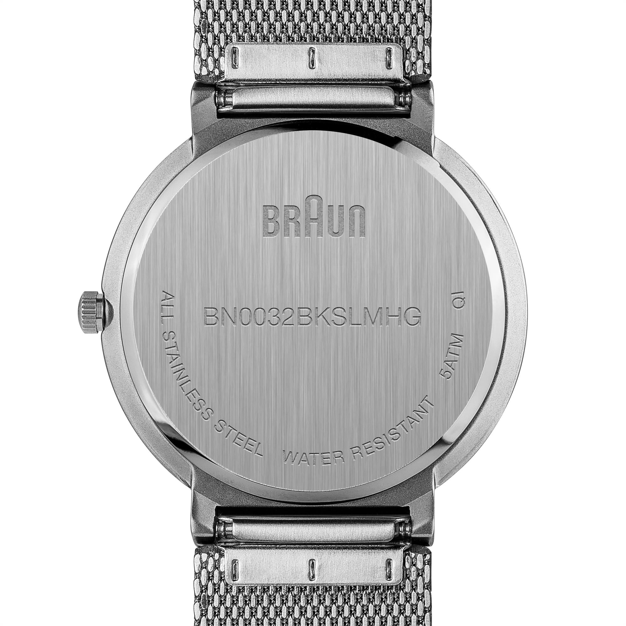 Braun Classic Quartz Black Dial Steel Strap Men's Watch BN0032BKSLMHG