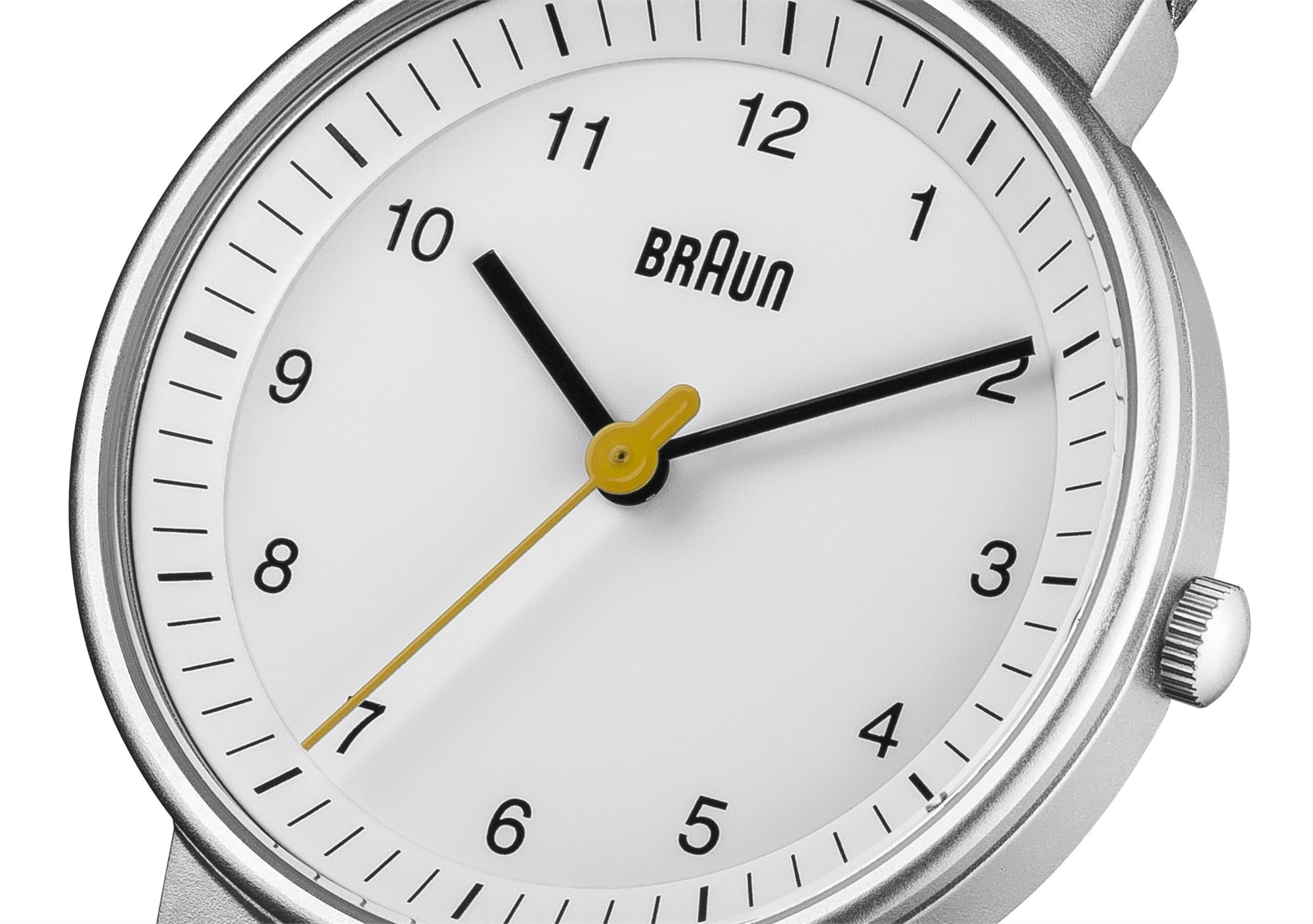 Braun Classic Quartz White Dial Black Leather Strap Ladies Watch BN0031WHBKL