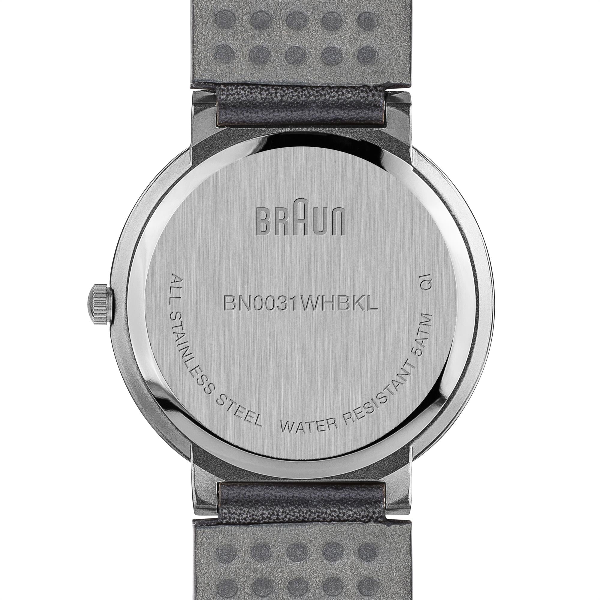 Braun Classic Quartz White Dial Black Leather Strap Ladies Watch BN0031WHBKL