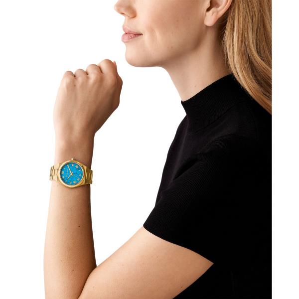 Michael Kors Lennox Gold-Tone Stainless Steel Strap Blue Dial Women's Watch MK7460