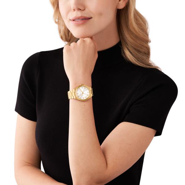 Michael Kors Lennox Gold-Tone Stainless Steel Bracelet Silver Dial Women's Watch MK7391