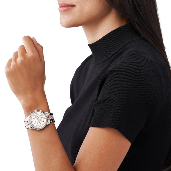 Michael Kors Bryant Two-Tone Stainless Steel Chronograph Silver Dial Women's Watch MK6651